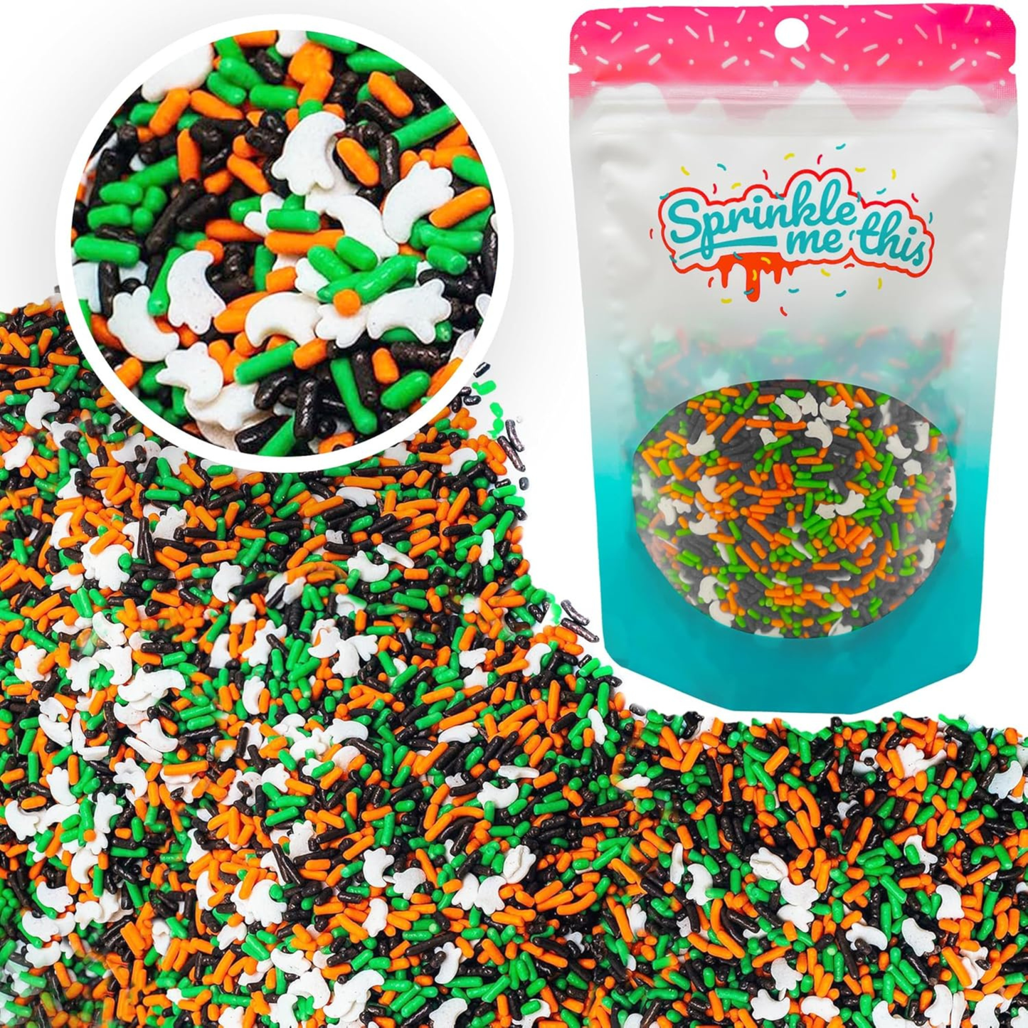Sprinkle Me This – Ghost Bumps Edible Sprinkles – 4, 8 & 12 oz – Halloween Dessert Topping for Cookies, Cupcakes & Cakes