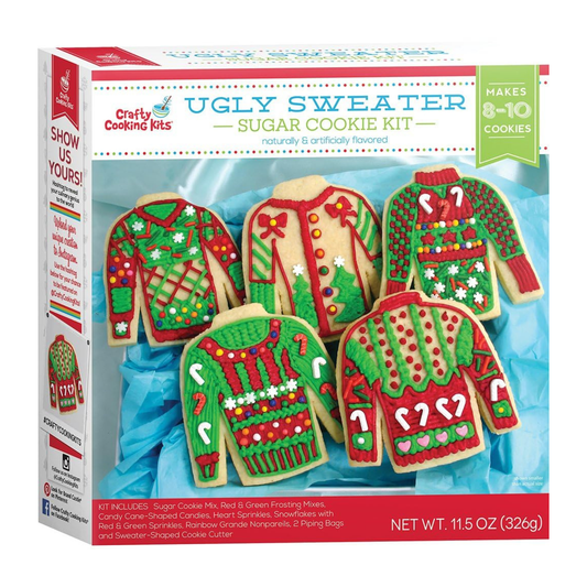 Treat Yourself! | Ugly Sweater Sugar Cookie Baking Kit | Holiday Cookie Decorating Set Makes 8 Cookies | Fun Christmas Baking Activity for Kids, Families, Parties & Gifts