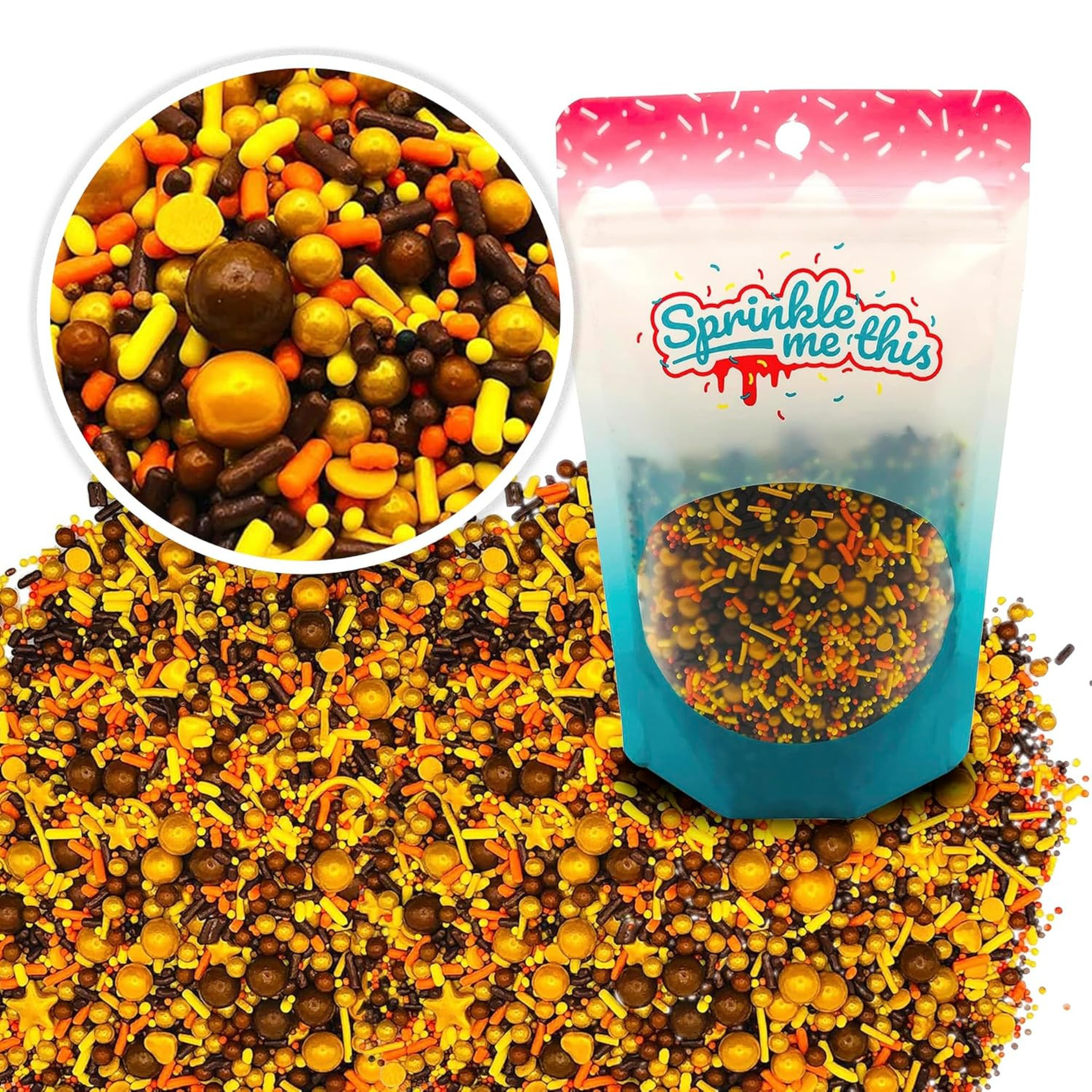 Sprinkle Me This - Harvest Season Blend Edible Sprinkles - 4, 8 & 12 oz - Fall Dessert Topping for Cookies, Cupcakes & Cakes