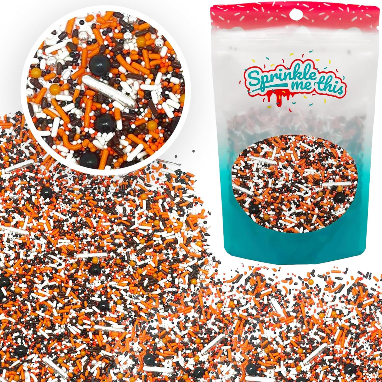 Sprinkle Me This – Halloween Party Sprinkle Mix – 4, 8 & 12 oz – Halloween Dessert Topping for Cookies, Cupcakes & Cakes
