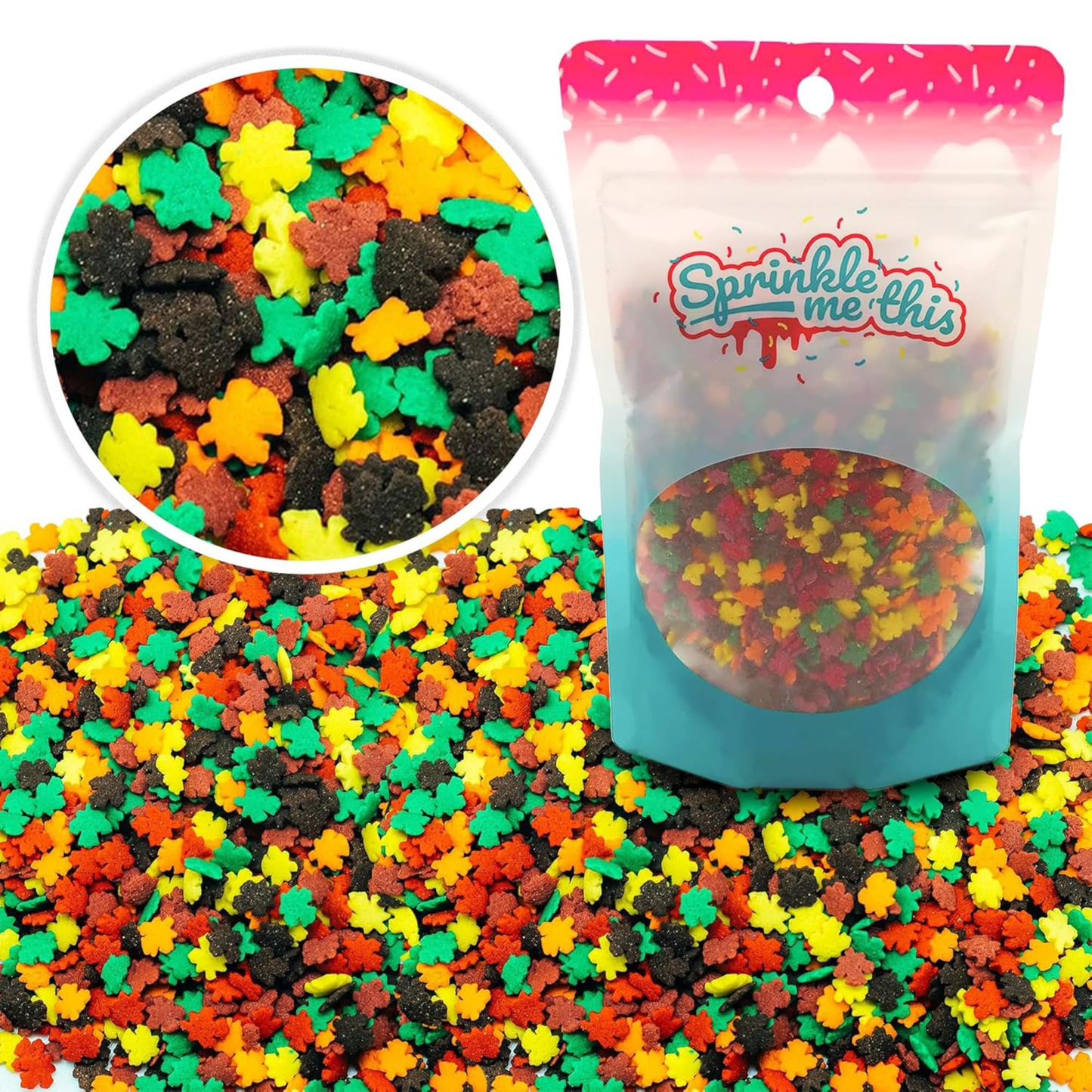 Sprinkle Me This – Raking in the Fall Autumn Leaf Blend Edible Sprinkles – 4, 8 & 12 oz – Fall Dessert Topping for Cookies, Cupcakes & Cakes