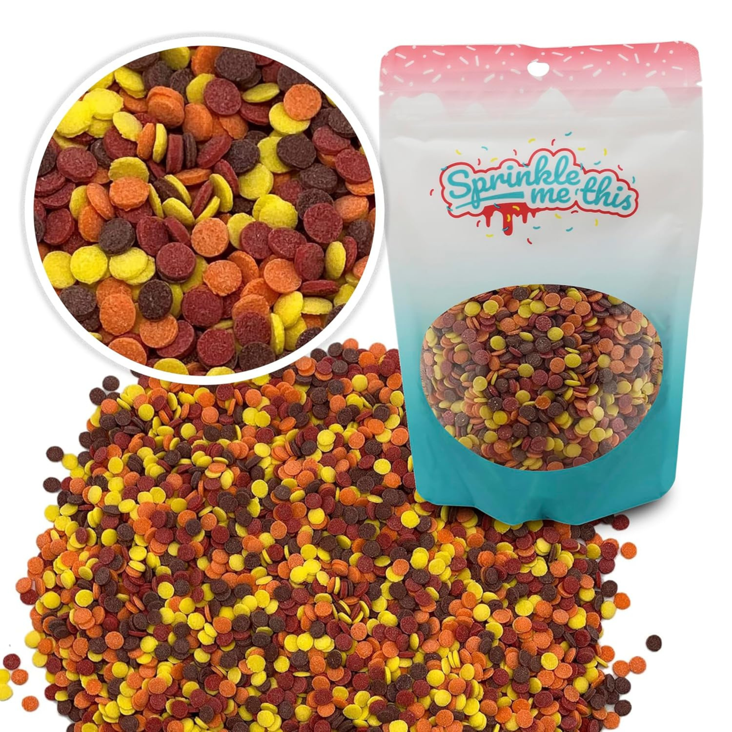 Sprinkle Me This - Harvest Season Sensation Confetti Mix Edible Sprinkles - 4, 8 & 12 oz - Fall Dessert Topping for Cookies, Cupcakes & Cakes