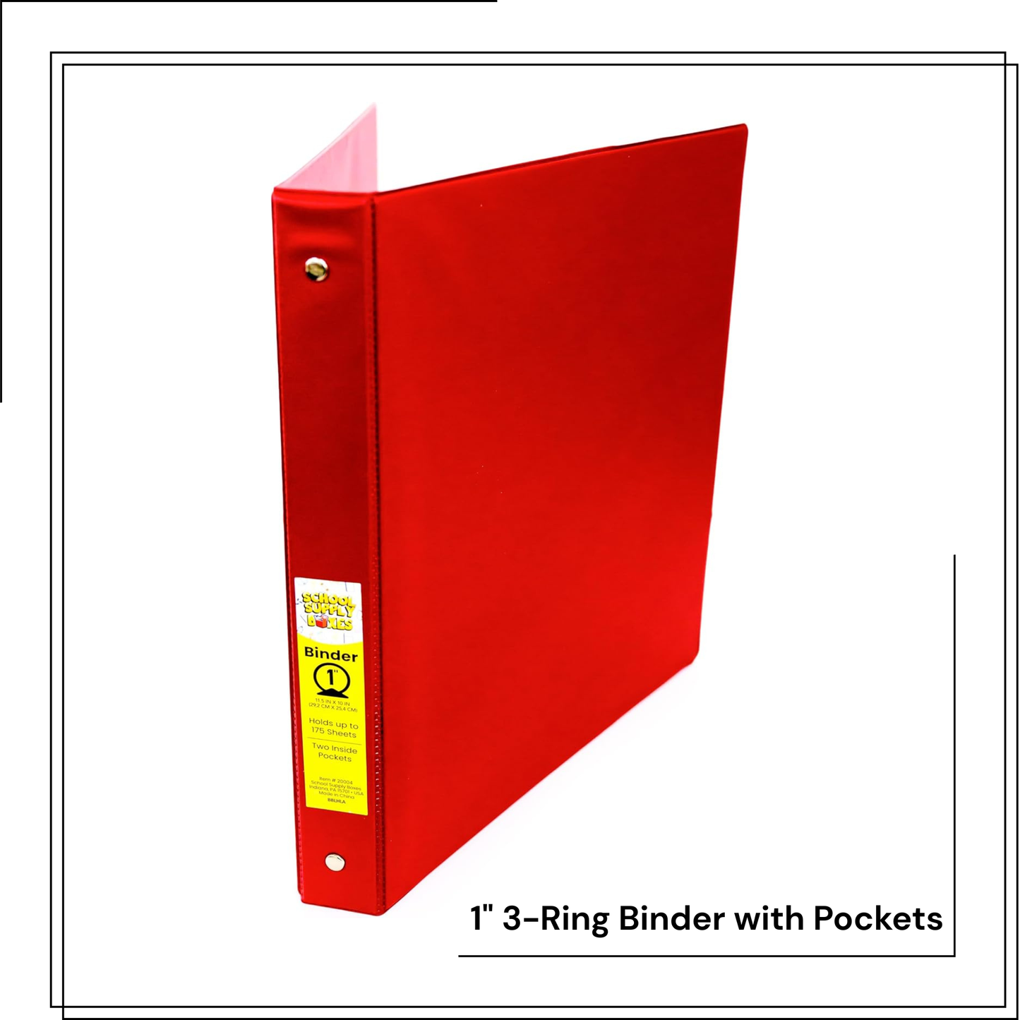 School Supply Boxes | 1" 3 Ring Binder with Pockets  | Available in 1 Pack, 3 Pack, 5 Pack, 10 Pack, 24 Pack | Avaiilable in Black, White, Red, Blue, & Assorted