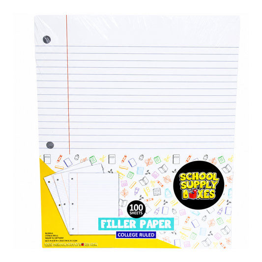 School Supply Boxes | College-Ruled or Wide-Ruled Loose Leaf Paper | Available in Multiple Pack Sizes | 100 Sheets Per Pack, 3-Ring Binder Compatible