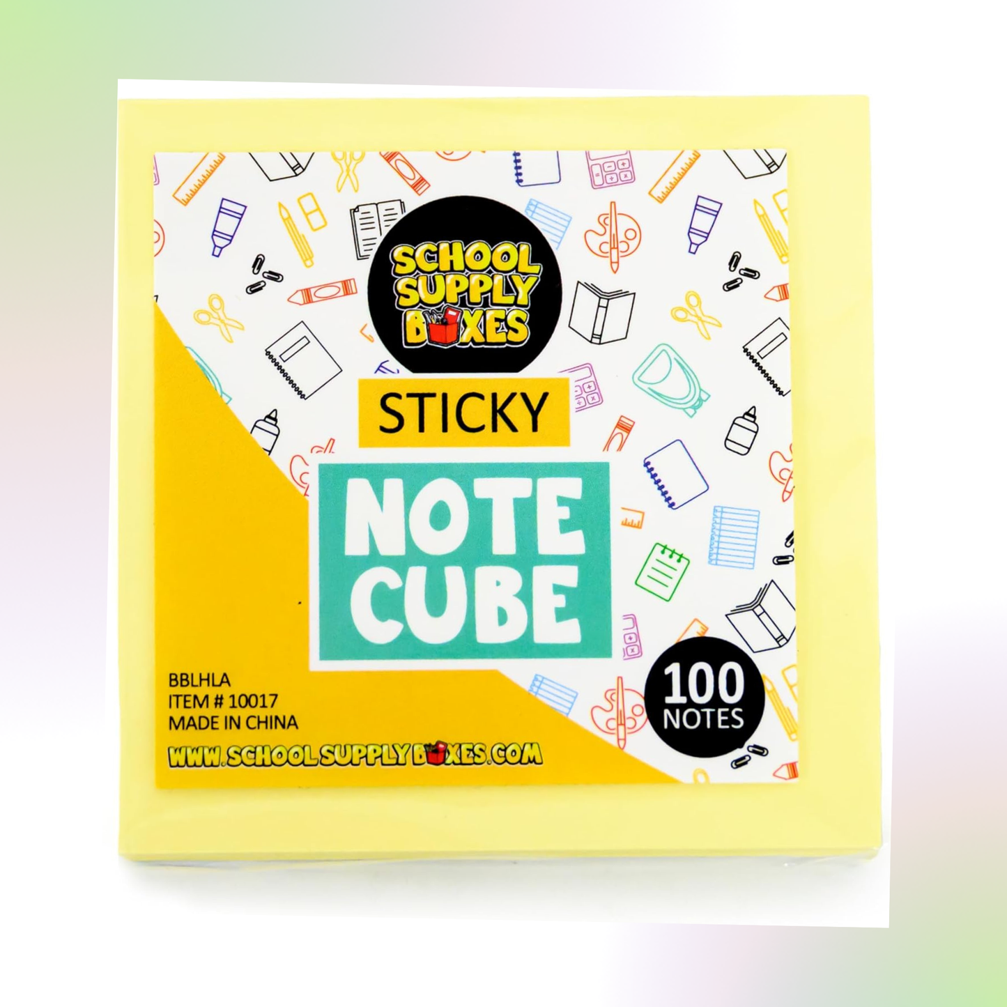School Supply Boxes | 100 ct. Yellow Sticky Notes | Available in 10 Pack, 20 Pack, 50 Pack, 100 Pack, & 432 Pack | Self-Adhesive Notes for Home, Office, or Classroom