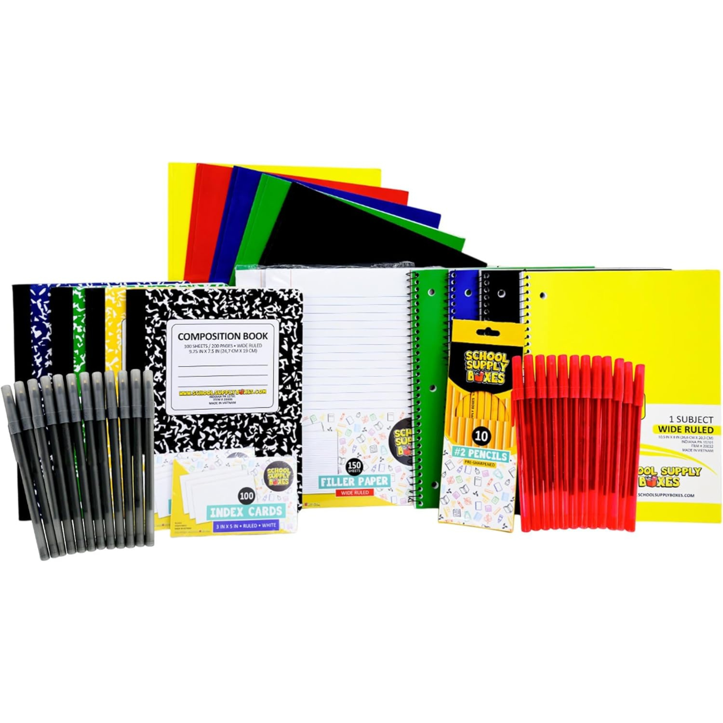 School Supply Boxes | Elementary Writing Bundle (72 Piece) | House Brand Edition | Available in a Box (1 Unit), a Case (2 Units), and a Pallet (112 Units)