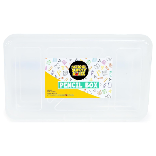 School Supply Boxes | Clear, Translucent Pencil Box | Available in 3 Pack, 6 Pack, 12 Pack, 24 Pack, & 48 Pack | Durable and Stackable Organizer for School Supplies & Office Products