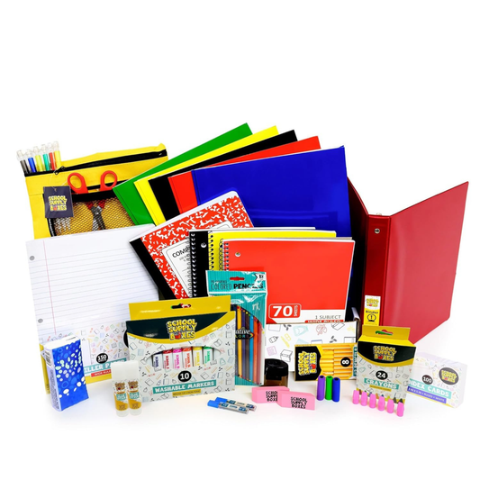 School Supply Boxes | Elementary School Bundle (78 Piece) | House Brand Edition | Available in a Box (1 Unit), a Case (4 Units), and a Pallet (180 Units)