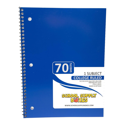School Supply Boxes | College-Ruled 1 Subject Notebooks | Available in Multiple Colors & Pack Sizes | 10.5 IN x 8 IN (70 Sheets) Notebooks for School, Work & Office