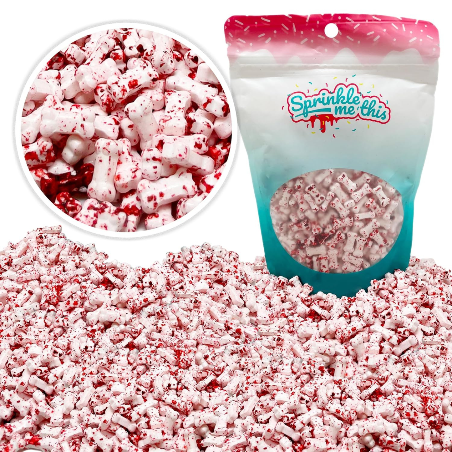 Sprinkle Me This – Bloody Bones Edible Sprinkles – 4, 8 & 12 oz – Halloween Dessert Topping for Cookies, Cupcakes & Cakes