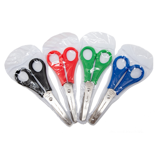 School Supply Boxes | 5" Blunt Tip Scissors  | Available in 10 Pack, 20 Pack, 50 Pack, 100 Pack, & 576 Pack | Assorted Colors of Red, Blue, Green, & Black