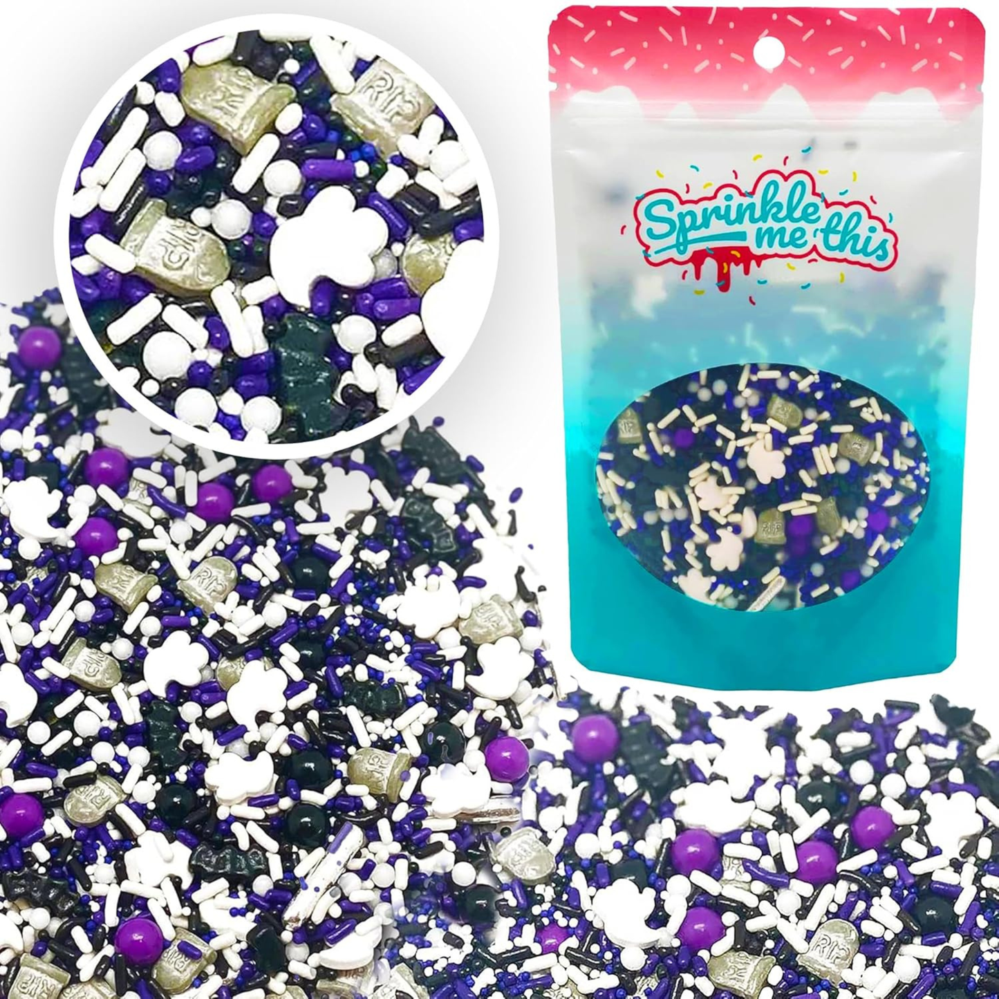Sprinkle Me This – Delicious & Deadly Graveyard Smash Edible Sprinkles – 4, 8 & 12 oz – Halloween Dessert Topping for Cookies, Cupcakes & Cakes