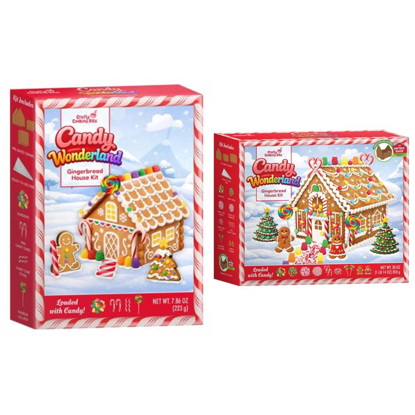 Treat Yourself! | Candy Wonderland Mini & Candy Wonderland Full Size Gingerbread House Baking Kits | Holiday Cookie Decorating | Includes Icing, Gumdrops, Lollipops & Candy Decorations
