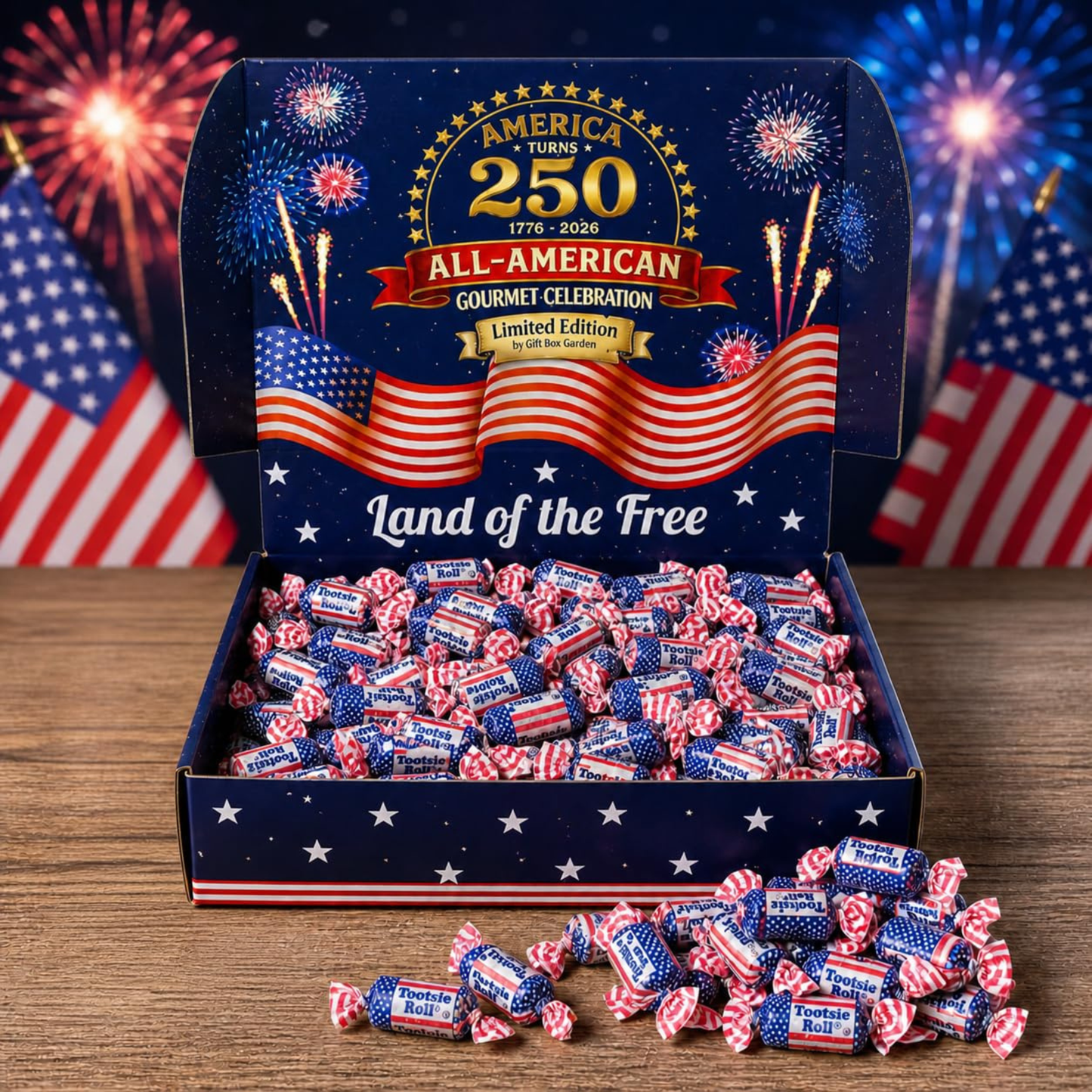 Gift Box Garden | America 250th Anniversary Limited Edition Patriotic Midgees | 2 lb Red, White & Blue Candy Assortment | Patriotic Candy for 4th of July, Memorial Day