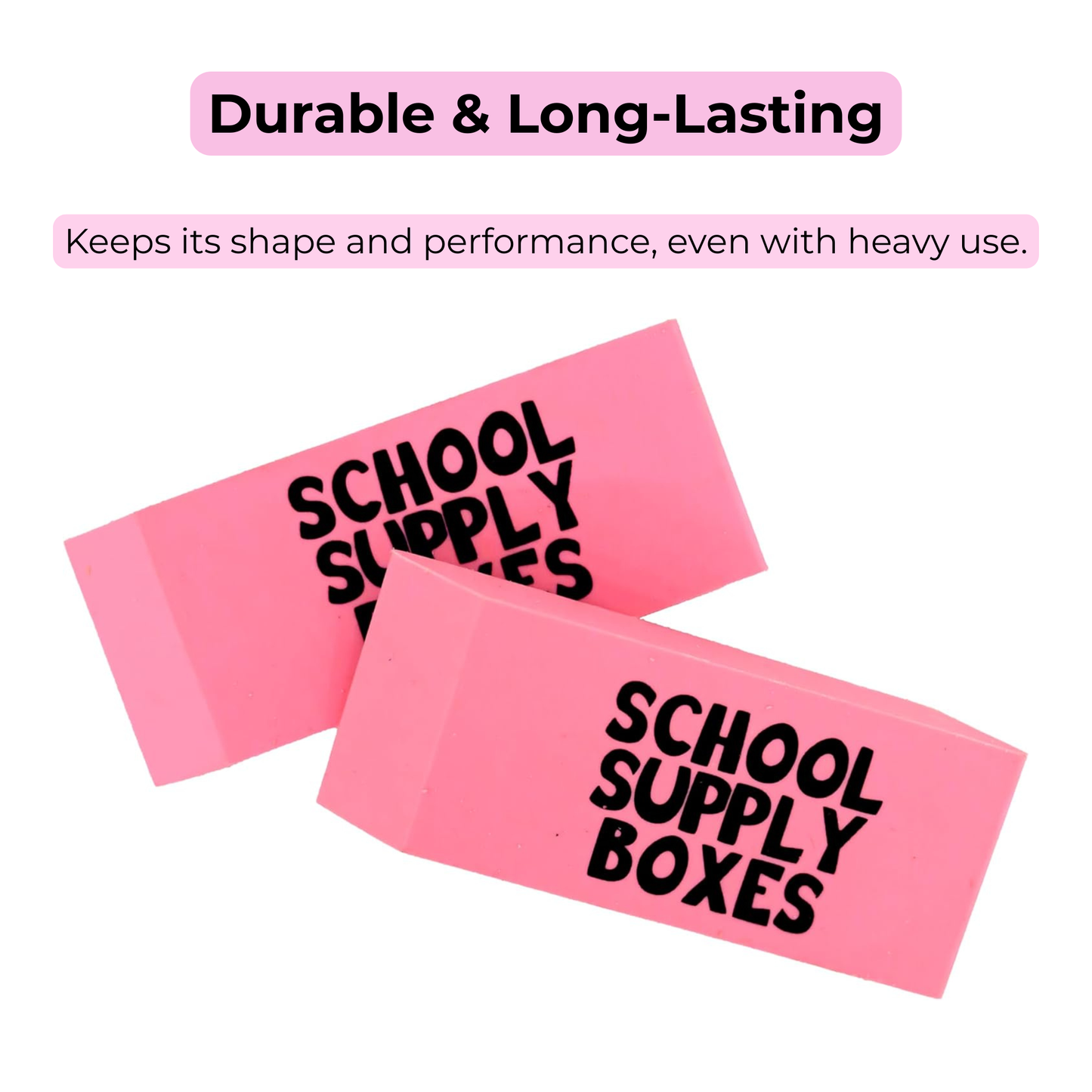 School Supply Boxes | Pink Wedge Erasers | Available in 60 Pack, 120 Pack, 240 Pack, 480 Pack | Smudge-Free and Durable