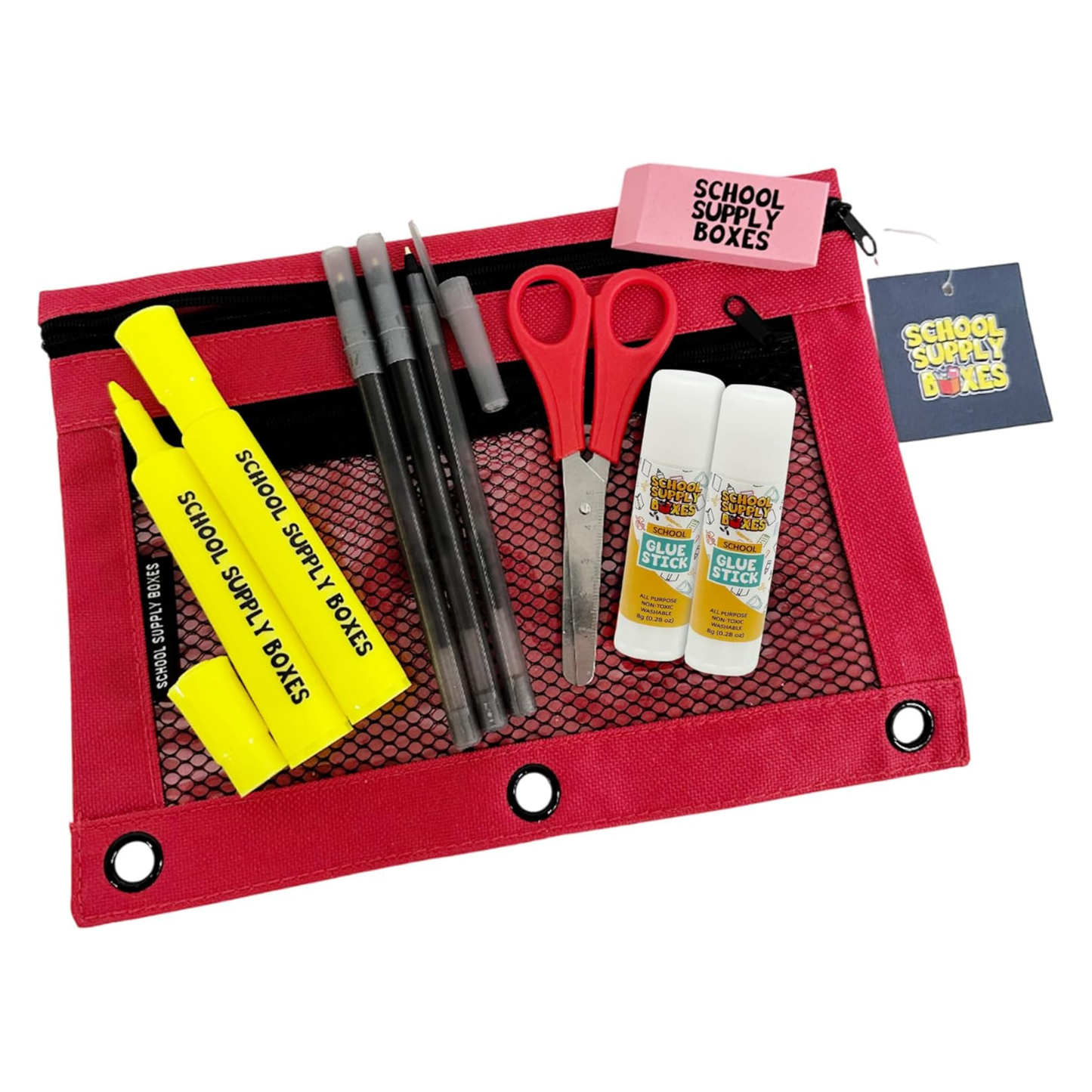 School Supply Boxes | K-8 Bundle - Available in 1 Box, 1 Case (4 Units), or 1 Pallet (180 Units) | Back to School Essentials Kit for Students & Teachers | Includes Spiral Notebook, Crayons, Pens, Pencils, Glue & More