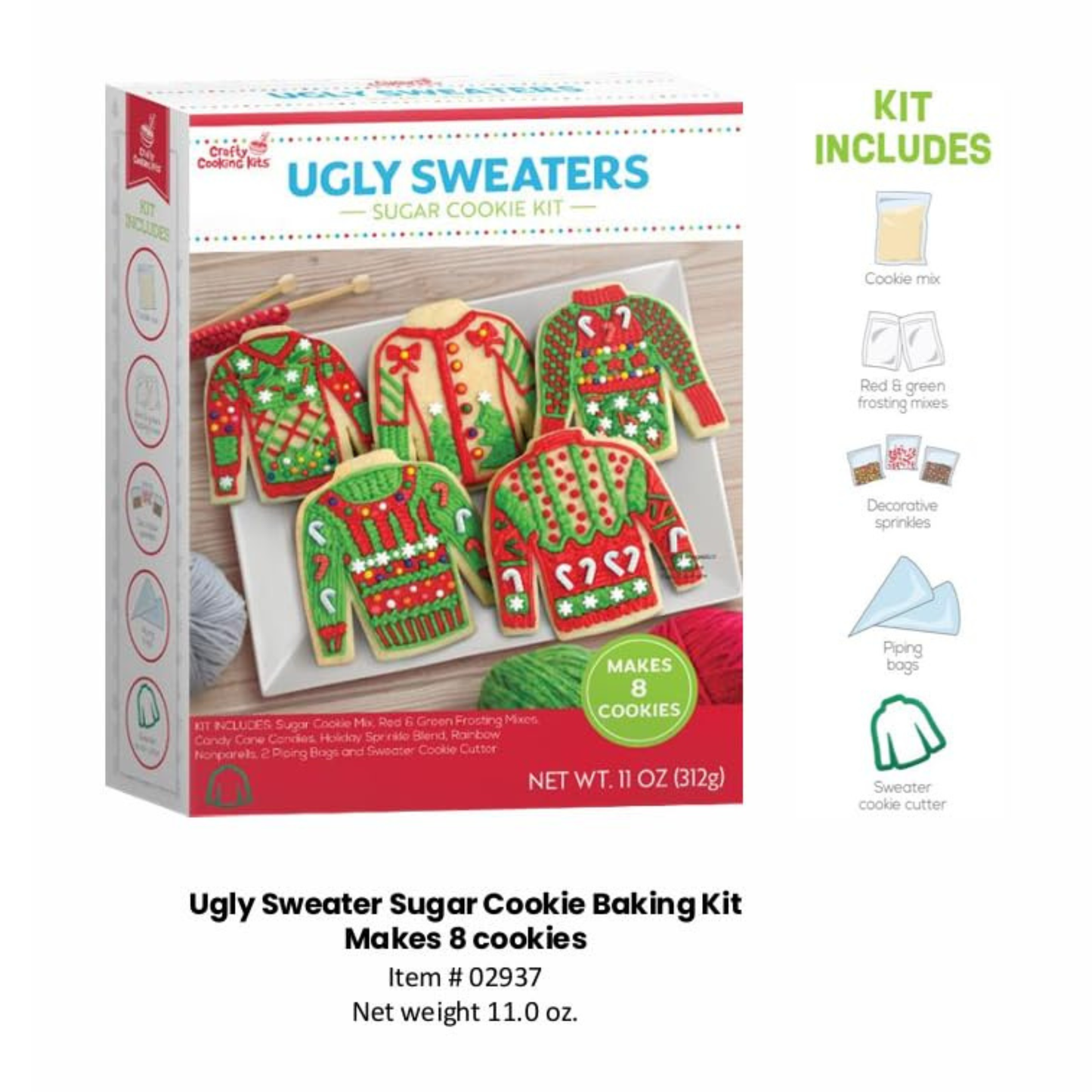 Treat Yourself! | Ugly Sweater Sugar Cookie Baking Kit | Holiday Cookie Decorating Set Makes 8 Cookies | Fun Christmas Baking Activity for Kids, Families, Parties & Gifts