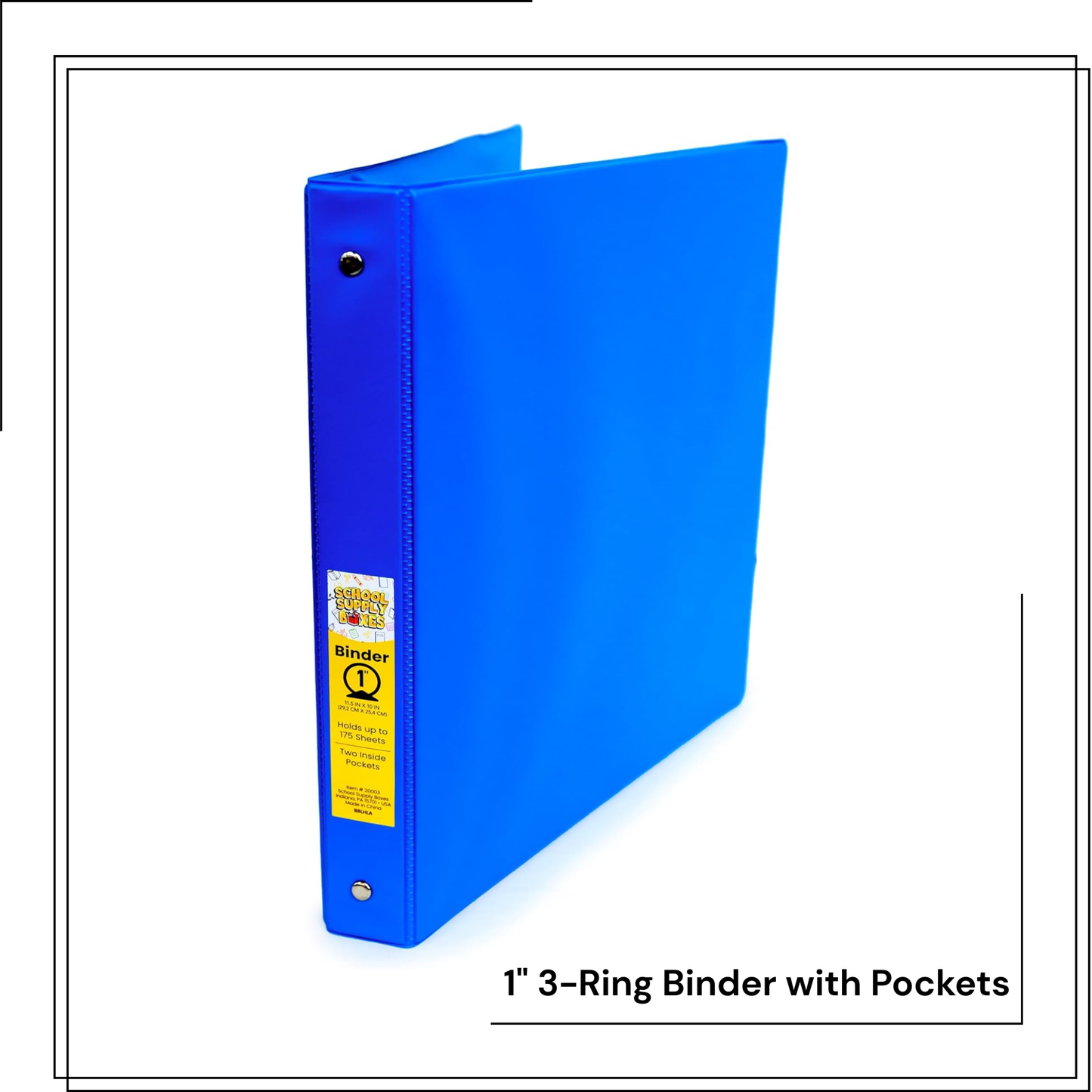 School Supply Boxes | 1" 3 Ring Binder with Pockets  | Available in 1 Pack, 3 Pack, 5 Pack, 10 Pack, 24 Pack | Avaiilable in Black, White, Red, Blue, & Assorted
