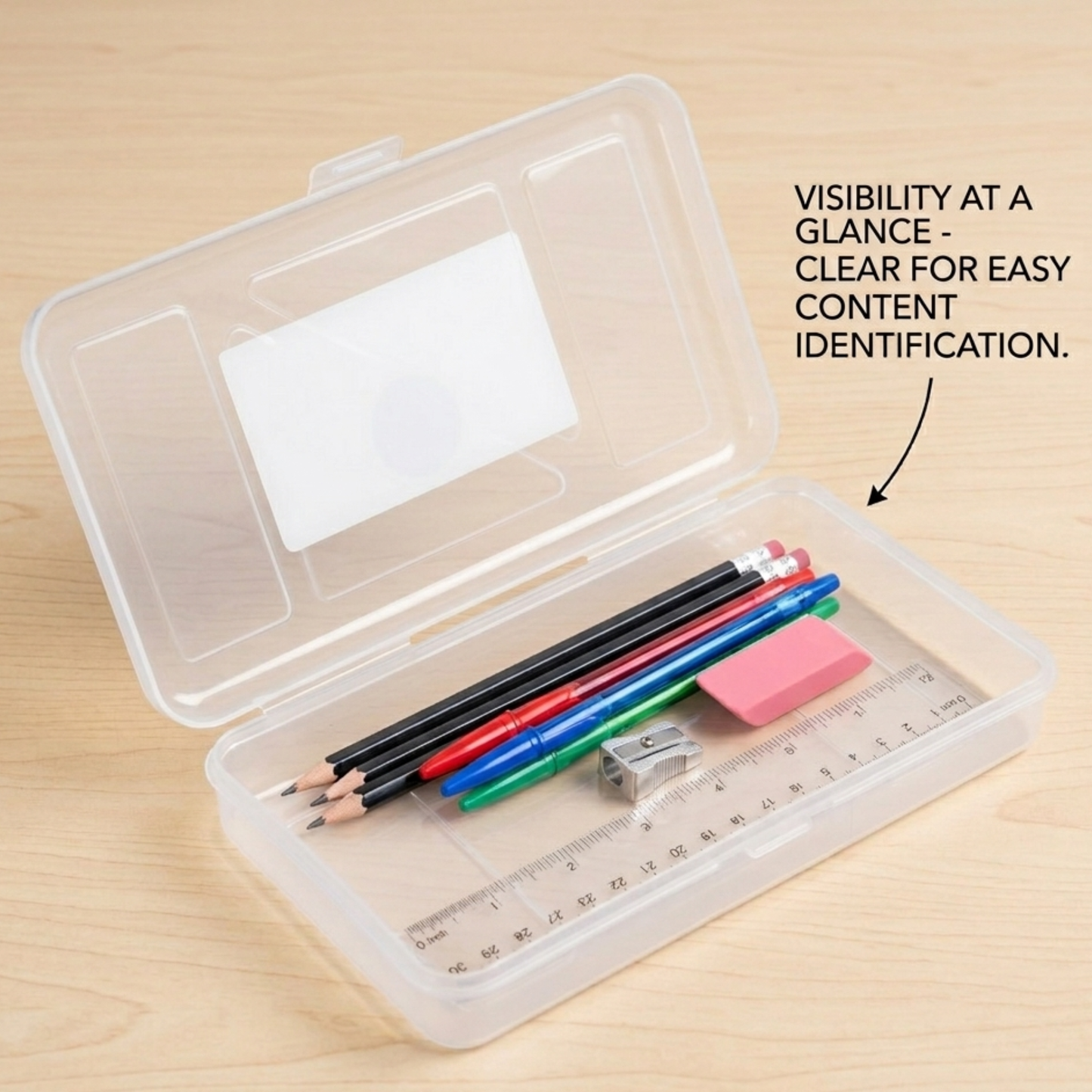 School Supply Boxes | Clear, Translucent Pencil Box | Available in 3 Pack, 6 Pack, 12 Pack, 24 Pack, & 48 Pack | Durable and Stackable Organizer for School Supplies & Office Products