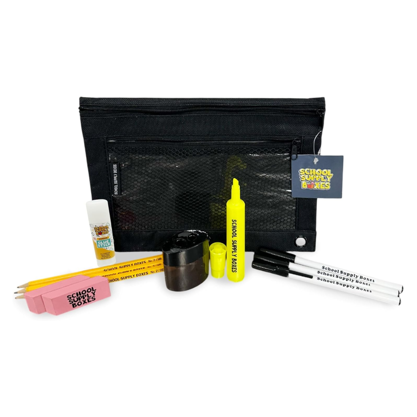 School Supply Boxes | Budget Saver Bundle - Available in 1 Box, 1 Case (4 Units), or 1 Pallet (180 Units) | Back to School Essentials Kit for Students & Teachers | Includes Spiral Notebook, Crayons, Pens, Pencils, Glue & More
