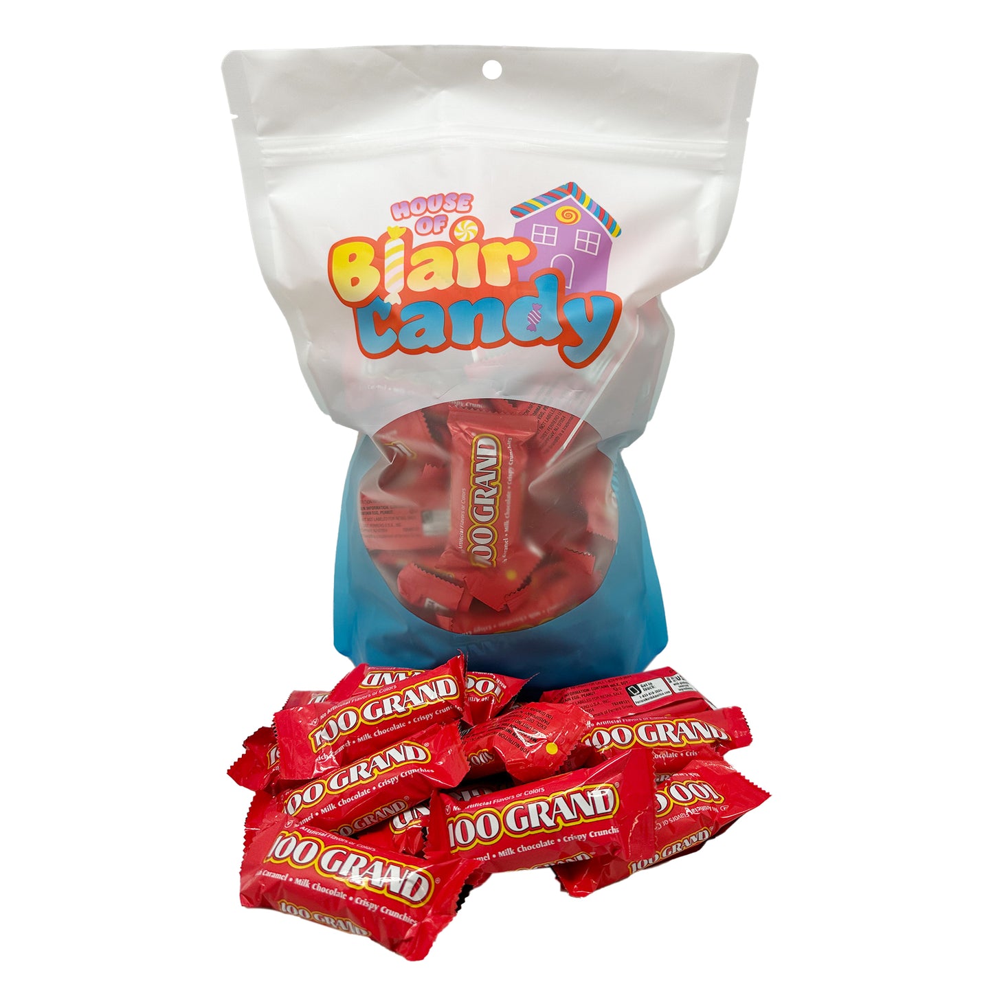 100 Grand Fun Size Candy Bars – Crispy, Chewy, Chocolate-Covered Candy