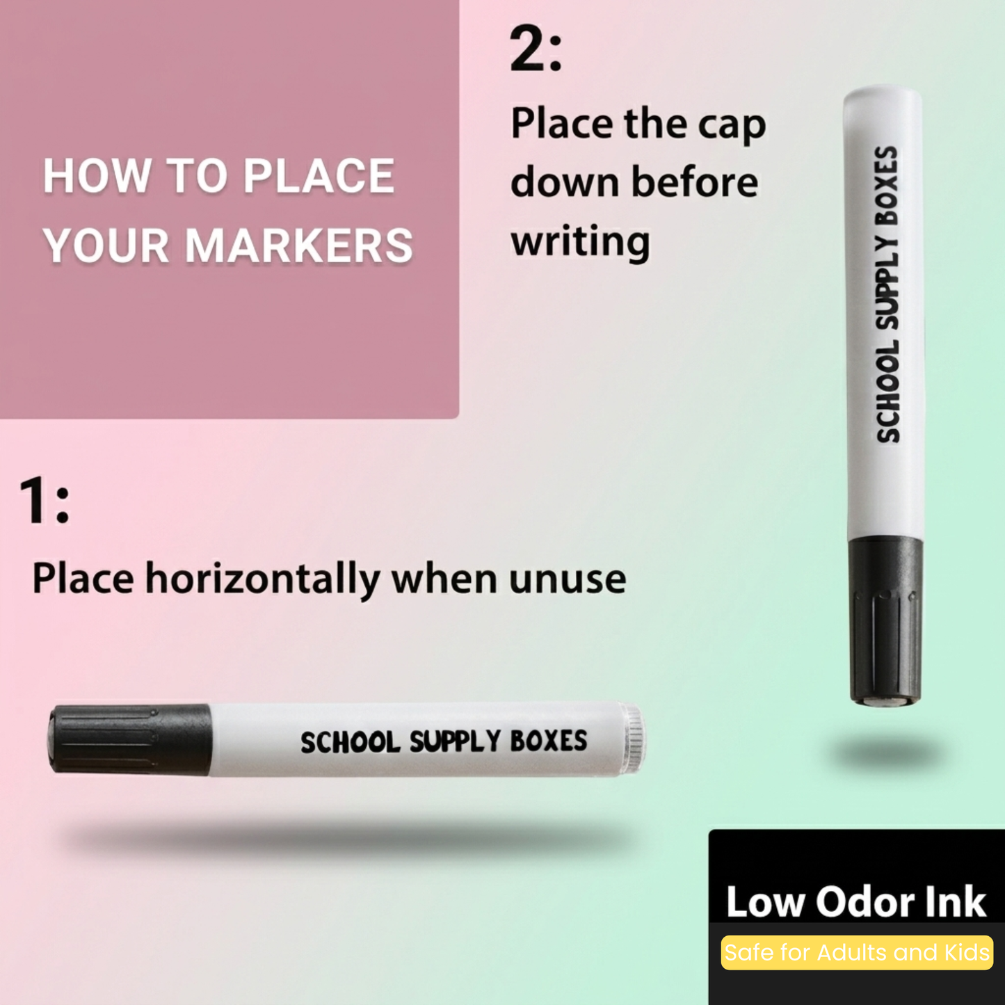 School Supply Boxes | Black Dry Erase Markers | Available in 25 Pack, 50 Pack, 100 Pack, & 300 Pack | Bold Chisel Tip, Low-Odor Dry Erase Markers for Whiteboards