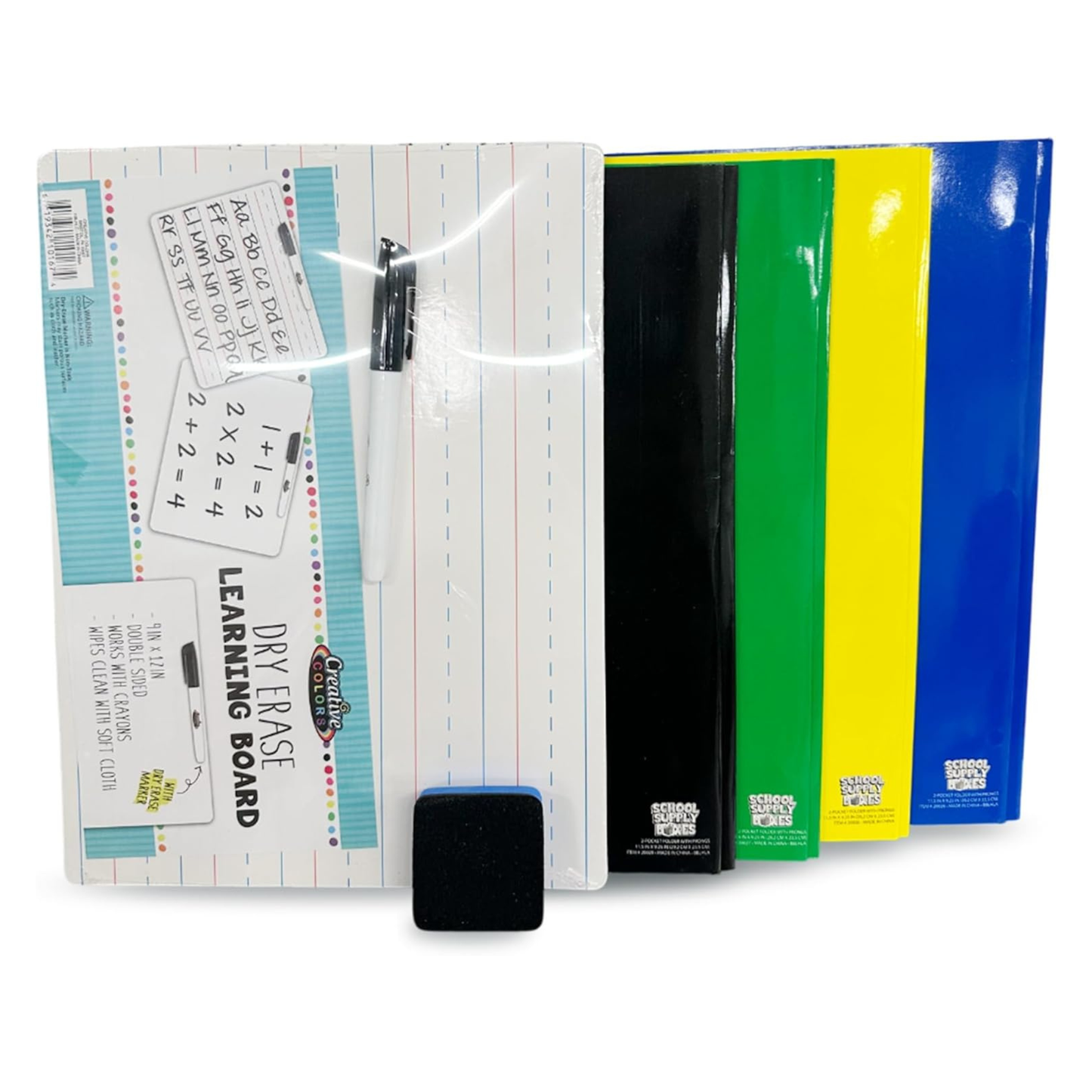 School Supply Boxes | Lapboard Bundle - Available in 1 Box, 1 Case (4 Units), or 1 Pallet (180 Units) | Back to School Essentials Kit for Students & Teachers | Includes Dry Erase Lapboard, Marker, Notebooks, Pencils, & More