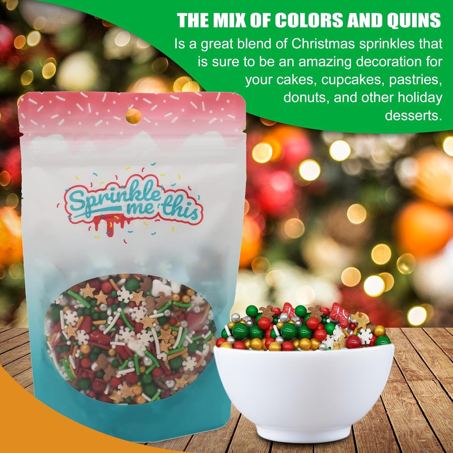 Sprinkle Me This – Christmastime Treasures Edible Sprinkles – 4, 8 & 12 oz – Festive Dessert Topping for Cookies, Cupcakes, and Cakes