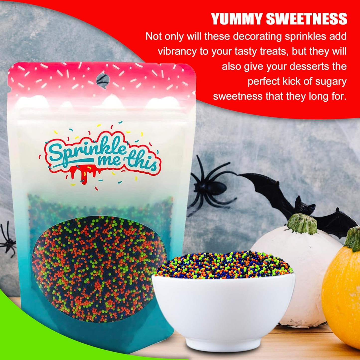 Sprinkle Me This – The Nightmare Mix Halloween Nonpareils Sprinkles – 4, 8 & 12 oz – Halloween Dessert Topping for Cookies, Cupcakes & Cakes