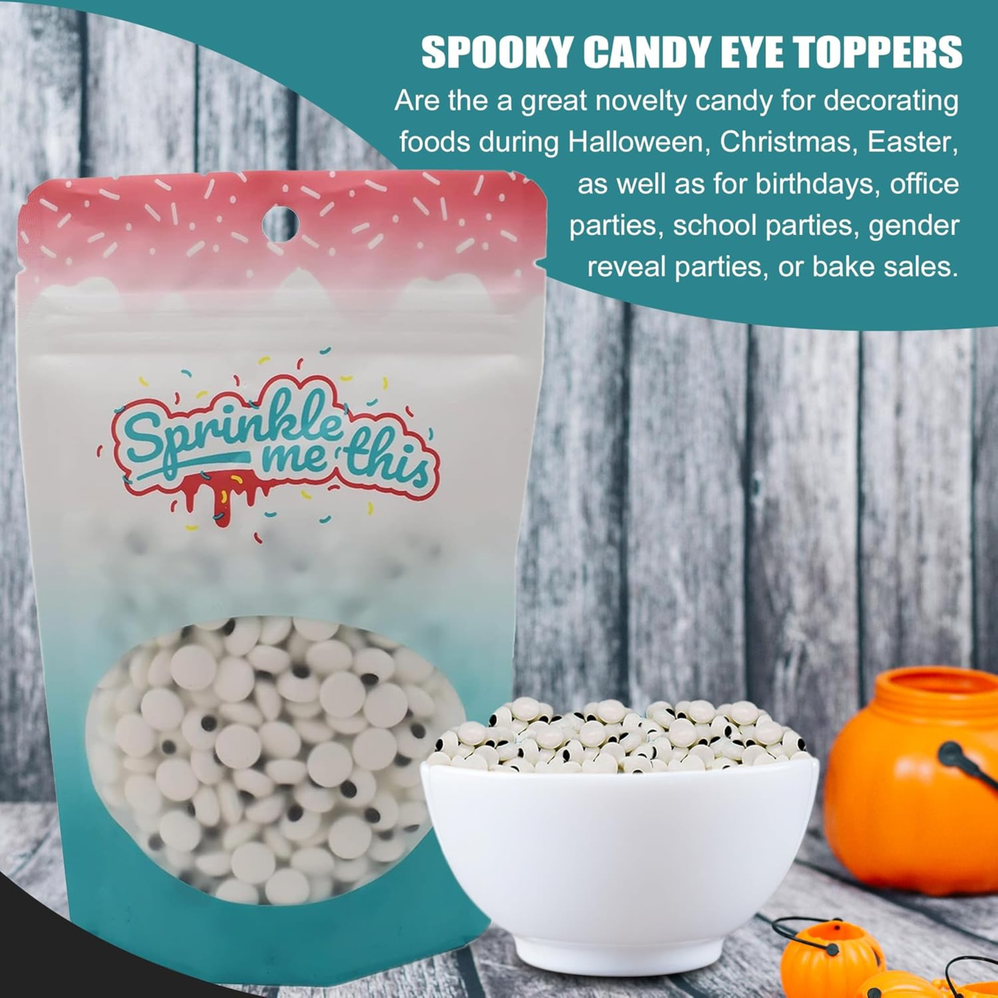 Sprinkle Me This – Small Spooky Eye Toppers – 4, 8 & 12 oz – Halloween Dessert Topping for Cookies, Cupcakes & Cakes
