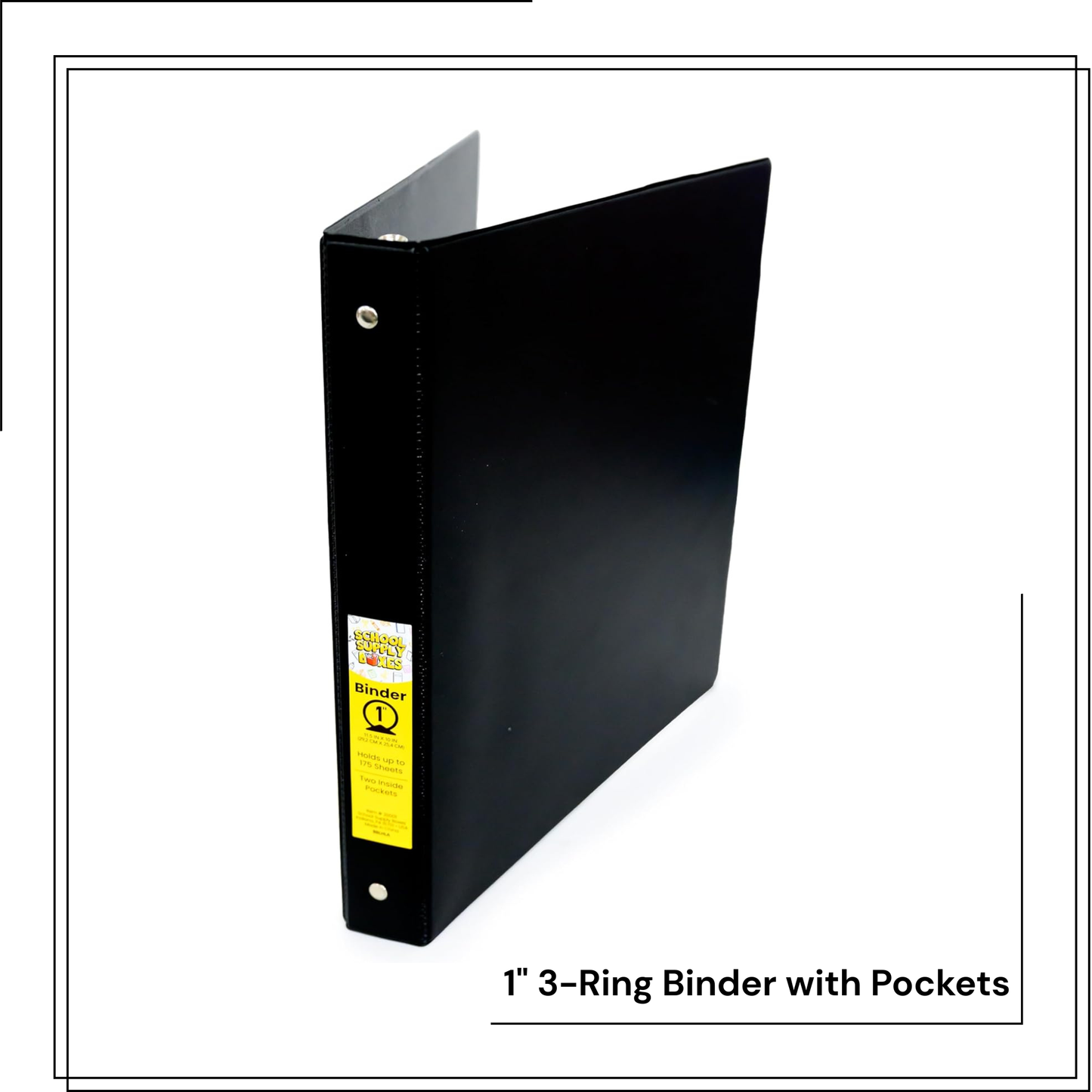 School Supply Boxes | 1" 3 Ring Binder with Pockets  | Available in 1 Pack, 3 Pack, 5 Pack, 10 Pack, 24 Pack | Avaiilable in Black, White, Red, Blue, & Assorted