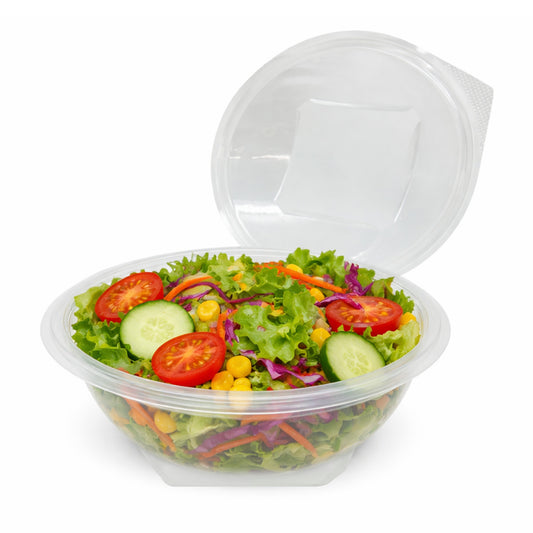 Clear Plastic Salad Bowls with Lids (24 Ounces) – Disposable To-Go Containers for Salads, Smoothie Bowls & Power Bowls – Leak-Resistant, Stackable, BPA-Free