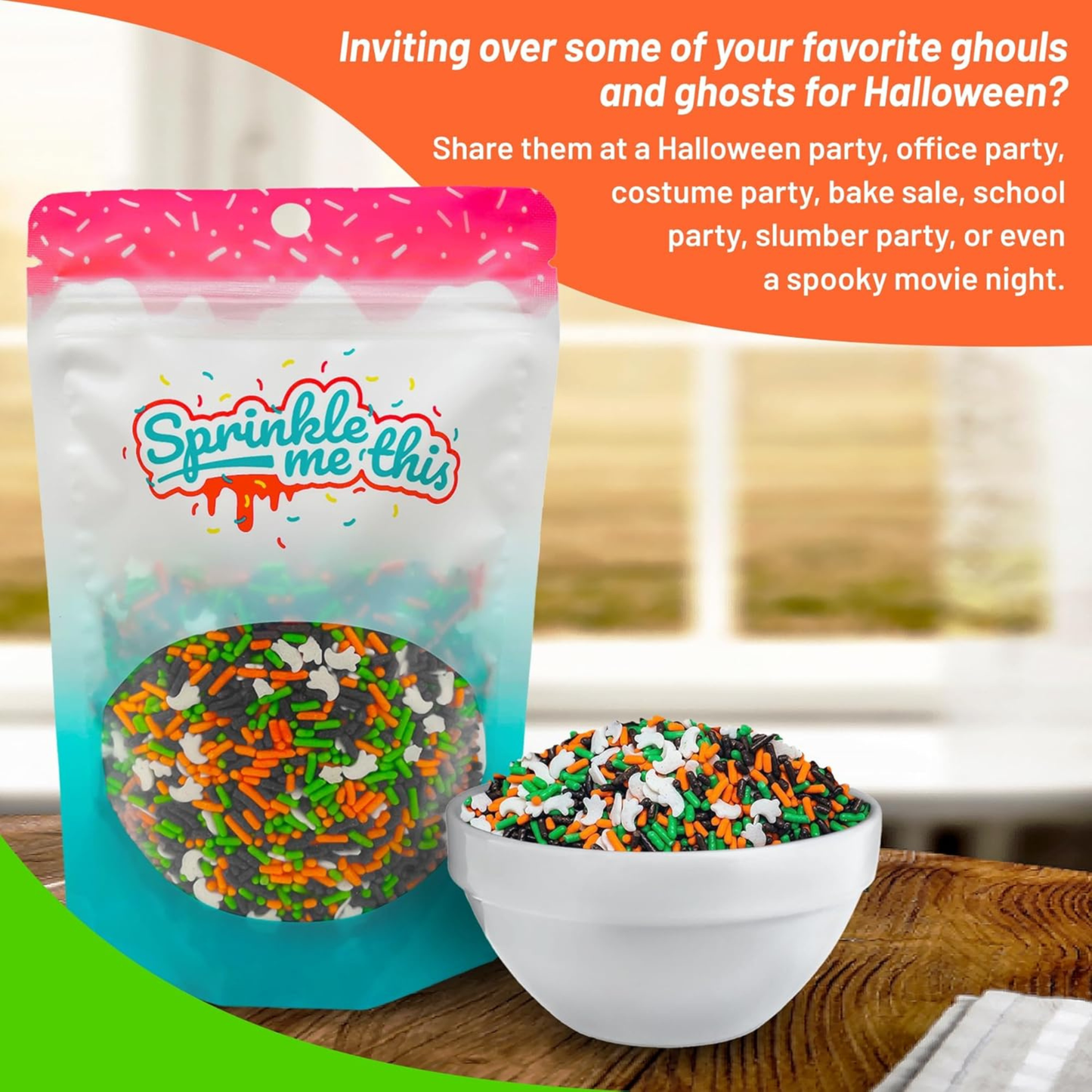 Sprinkle Me This – Ghost Bumps Edible Sprinkles – 4, 8 & 12 oz – Halloween Dessert Topping for Cookies, Cupcakes & Cakes