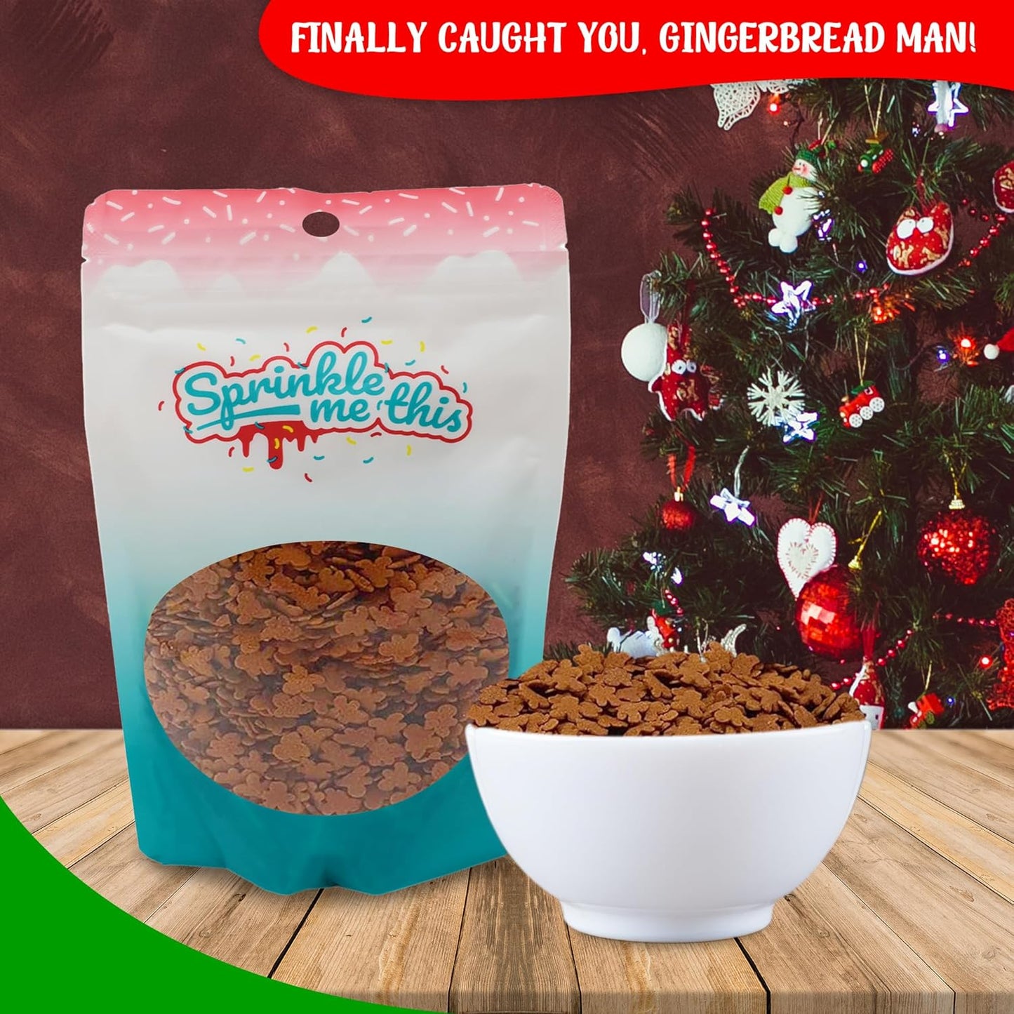 Sprinkle Me This – Gingerbread Men Sprinkles – 4, 8 & 12 oz – Festive Dessert Topping for Cookies, Cupcakes, and Cakes