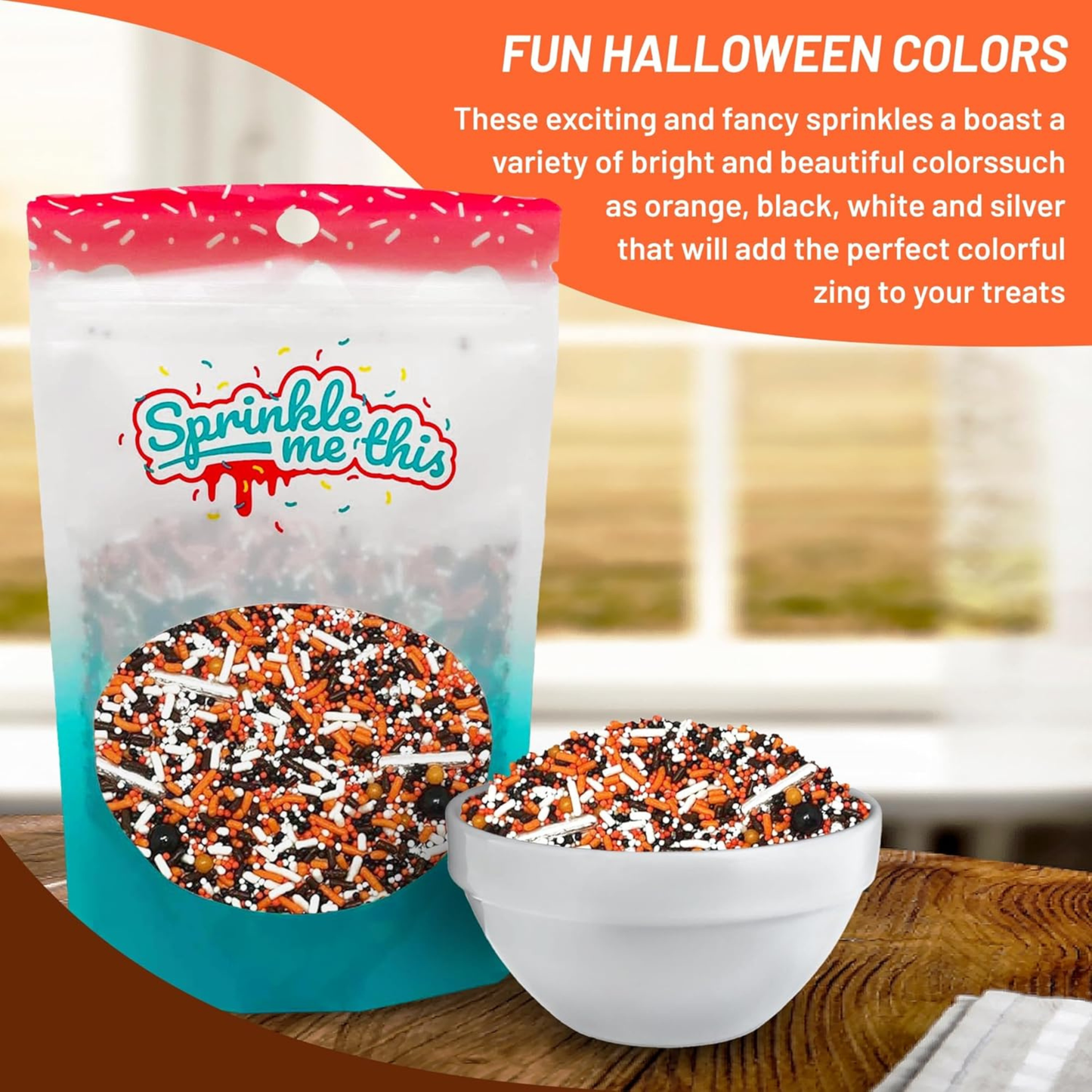 Sprinkle Me This – Halloween Party Sprinkle Mix – 4, 8 & 12 oz – Halloween Dessert Topping for Cookies, Cupcakes & Cakes