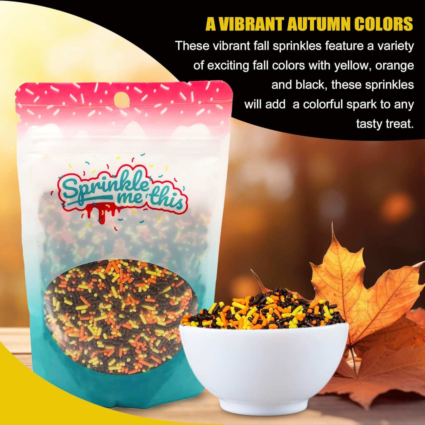Sprinkle Me This – Fall Medley Edible Sprinkles – 4, 8 & 12 oz Bags – Autumn Dessert Topping for Cookies, Cupcakes & Cakes