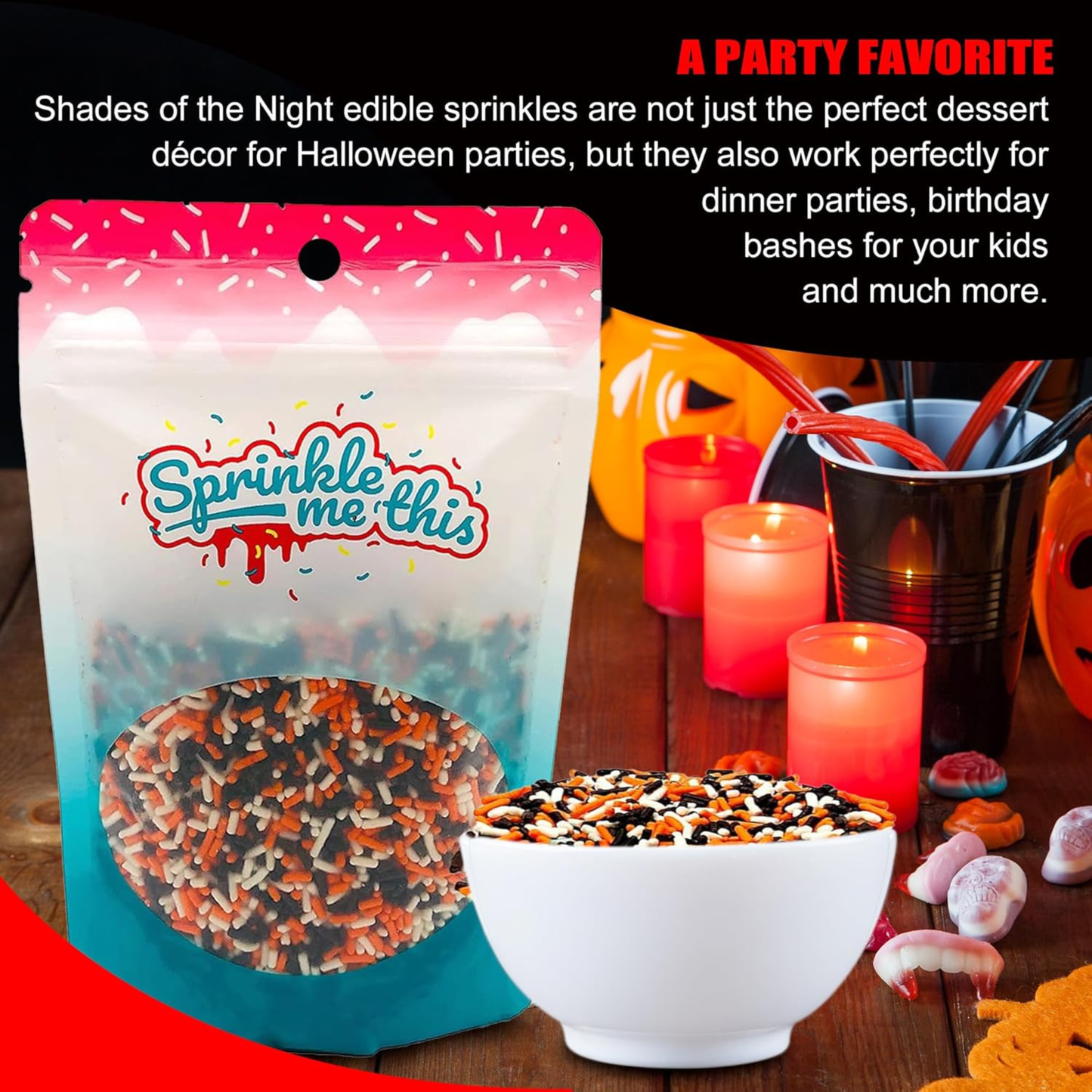Sprinkle Me This – Shades of the Night Sprinkle Mix Halloween Jimmies – 4, 8 & 12 oz – Halloween Dessert Topping for Cookies, Cupcakes & Cakes