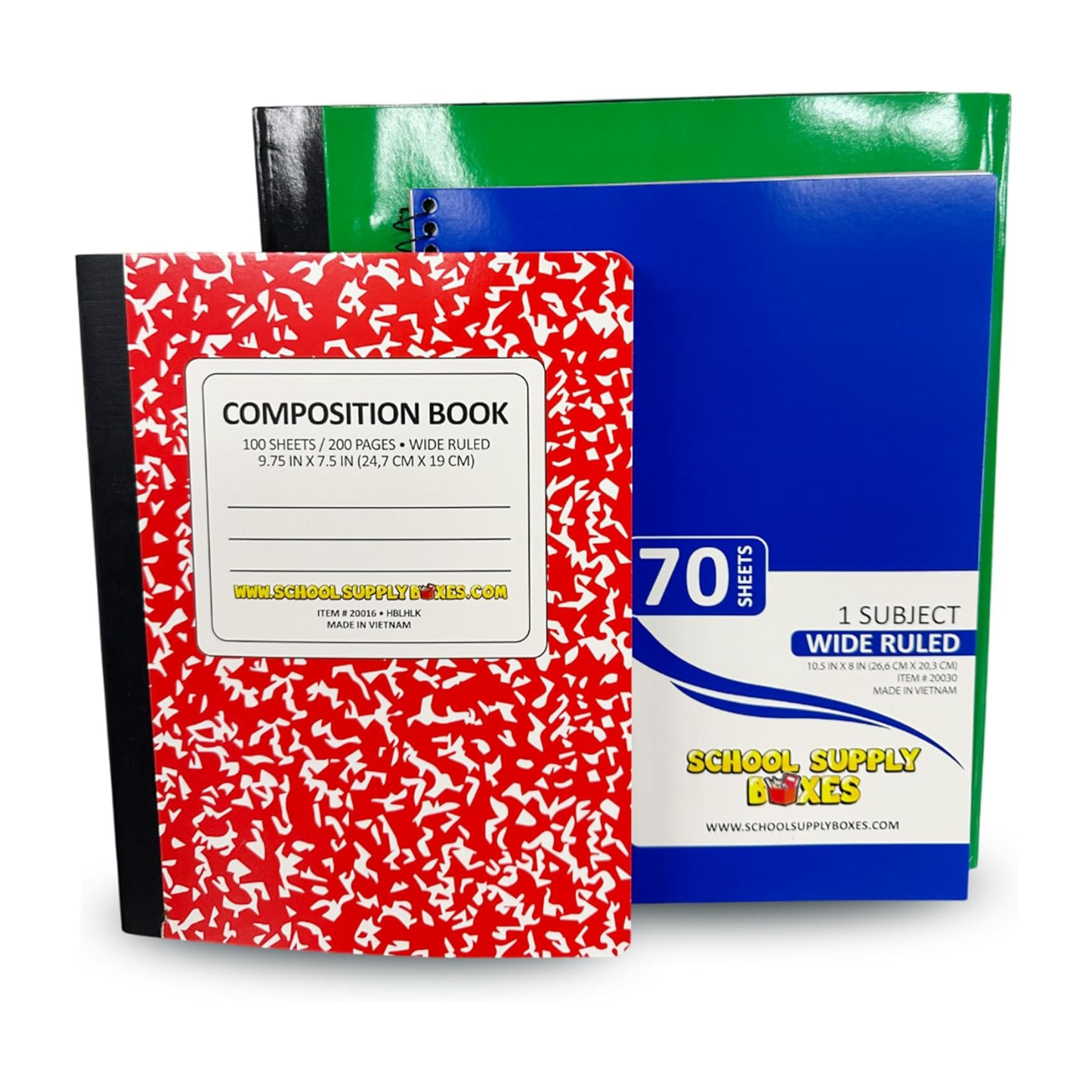 School Supply Boxes | K-8 Bundle - Available in 1 Box, 1 Case (4 Units), or 1 Pallet (180 Units) | Back to School Essentials Kit for Students & Teachers | Includes Spiral Notebook, Crayons, Pens, Pencils, Glue & More