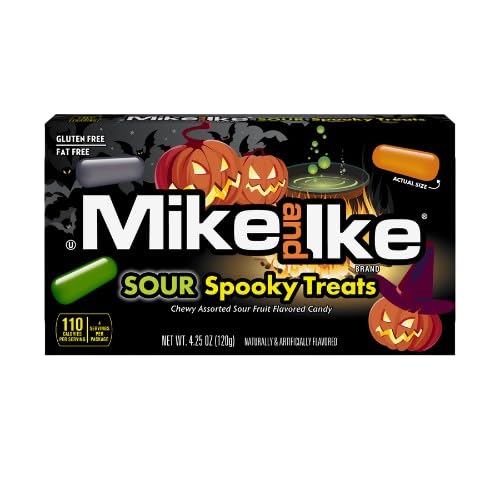 Mike and Ike Sour Spooky Treats (4.25 oz box) – Halloween Candy Mix – Sour Ghoulish Grape, Sour Orange Scream & Sour Wicked Watermelon
