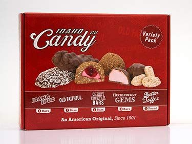 Idaho Candy 37 oz Variety Mailer – Gift-Ready Assortment of Butter Toffee, Spud Bars, Old Faithful, Cherry Cocktail & Huckleberry Gems