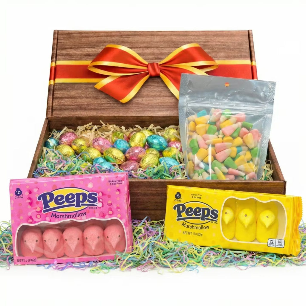 Gift Box Garden | Easter Candy & Chocolate Gift Box | Includes Marshmallow Chicks, Candy Corn & Foil Wrapped Chocolate Eggs | Festive Bunny Basket Treat Assortment
