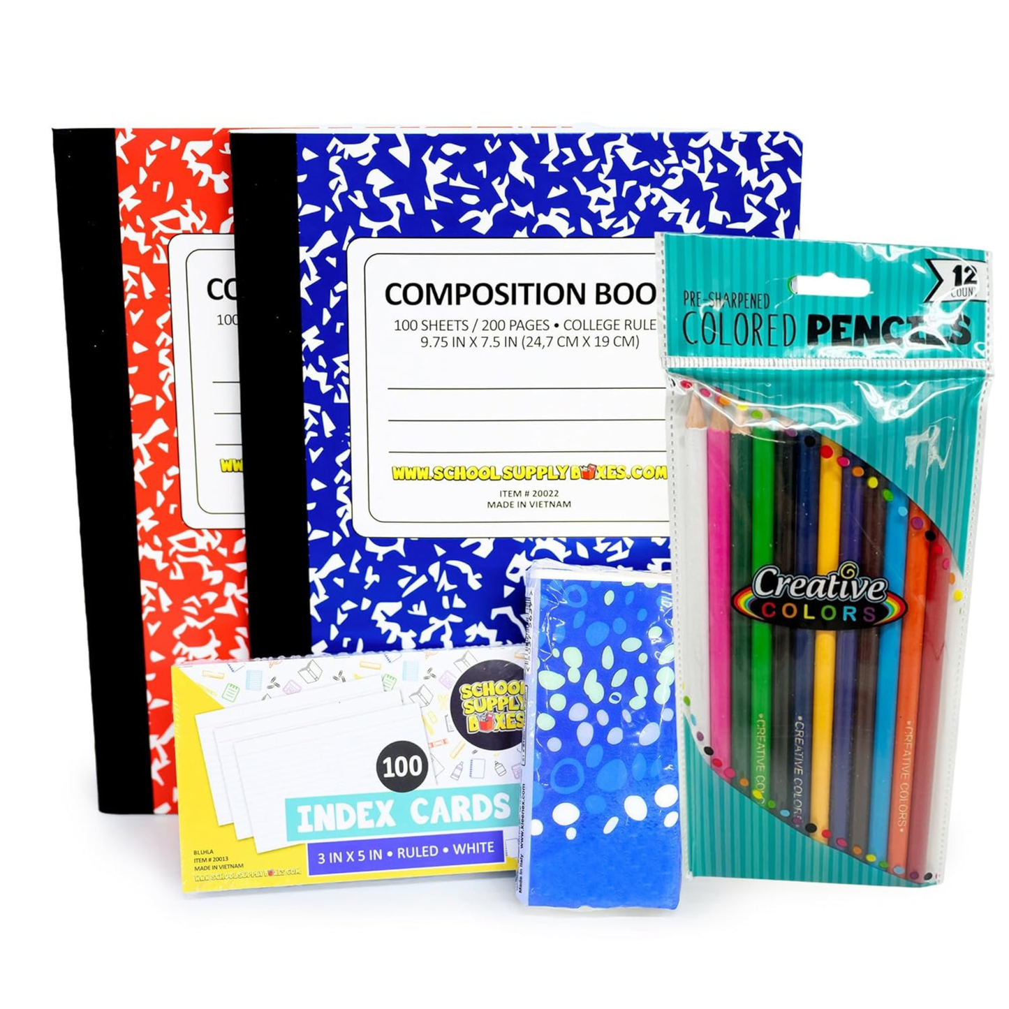 School Supply Boxes | Secondary School Bundle (50 Piece) | House Brand Edition | Available in a Box (1 Unit), a Case (2 Units), and a Pallet (112 Units)
