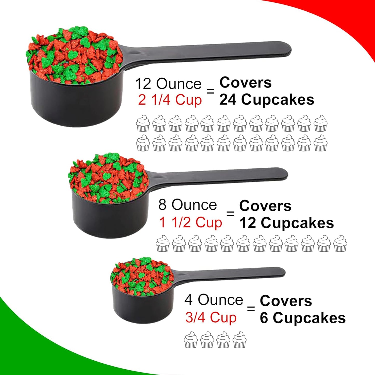 Sprinkle Me This – Red and Green Tree Sprinkles – 4, 8 & 12 oz – Festive Dessert Topping for Cookies, Cupcakes, and Cakes