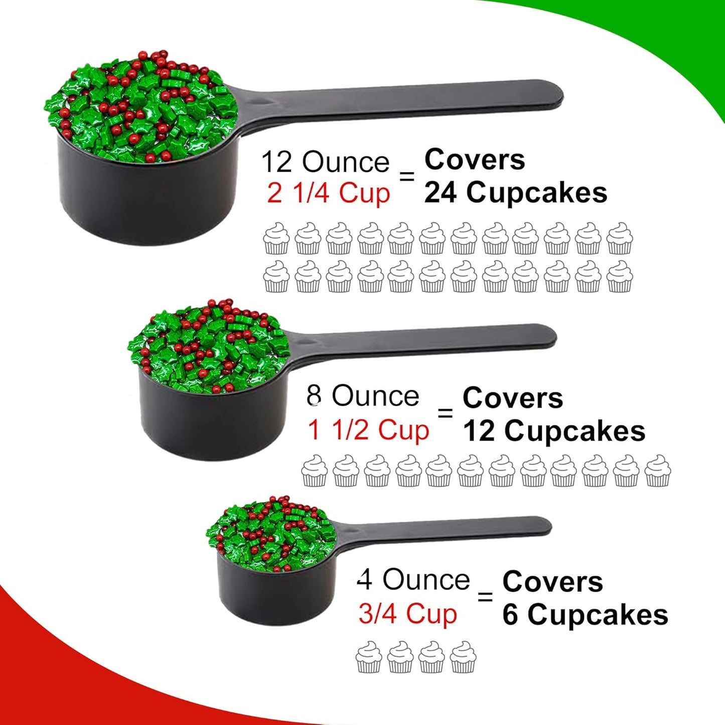 Sprinkle Me This – Dextrose Holly Berry Blend Sprinkle Mix – 4, 8 & 12 oz – Festive Dessert Topping for Cookies, Cupcakes, and Cakes
