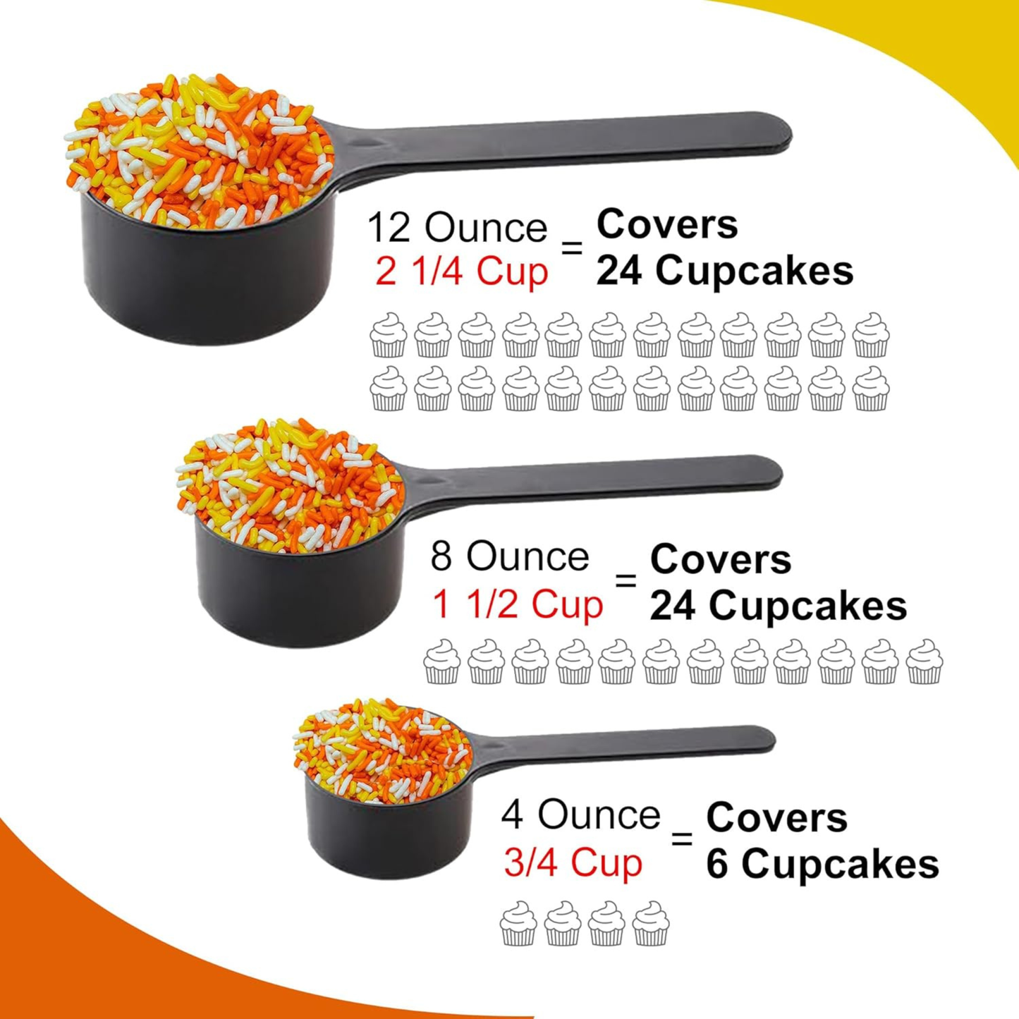 Sprinkle Me This - Harvest Candy Corn Blend Edible Sprinkles - 4, 8 & 12 oz - Fall Dessert Topping for Cookies, Cupcakes & Cakes
