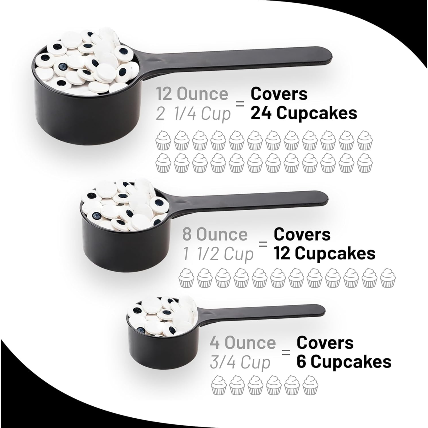 Sprinkle Me This – Large Spooky Eye Toppers – 4, 8 & 12 oz – Halloween Dessert Topping for Cookies, Cupcakes & Cakes