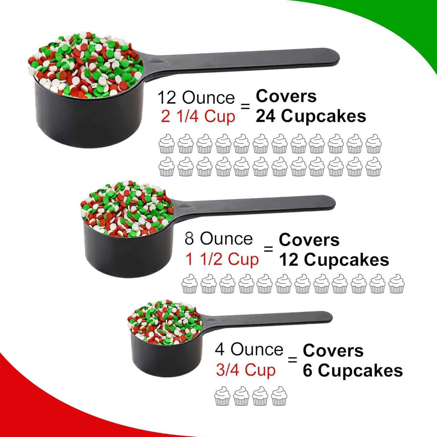 Sprinkle Me This – Confetti Christmas Sprinkles – 4, 8 & 12 oz – Festive Dessert Topping for Cookies, Cupcakes, and Cakes