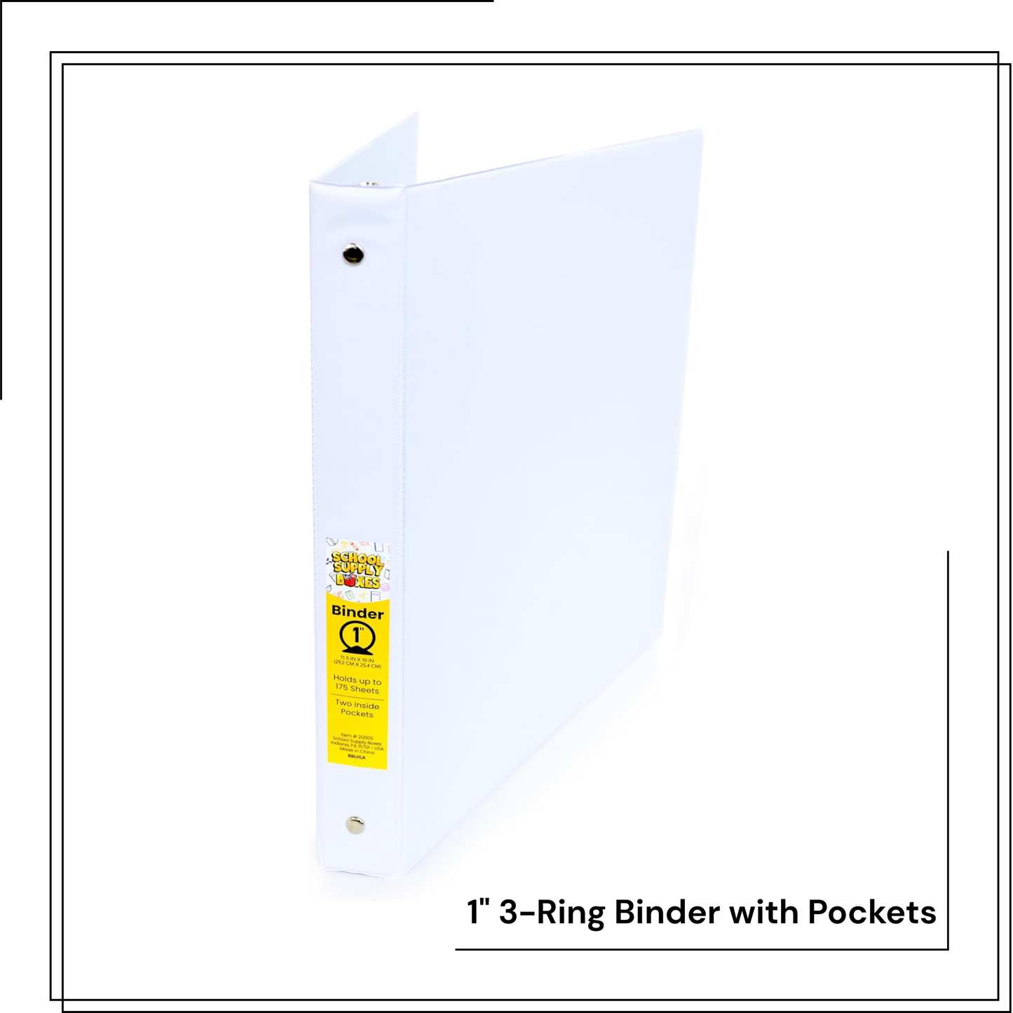 School Supply Boxes | 1" 3 Ring Binder with Pockets  | Available in 1 Pack, 3 Pack, 5 Pack, 10 Pack, 24 Pack | Avaiilable in Black, White, Red, Blue, & Assorted