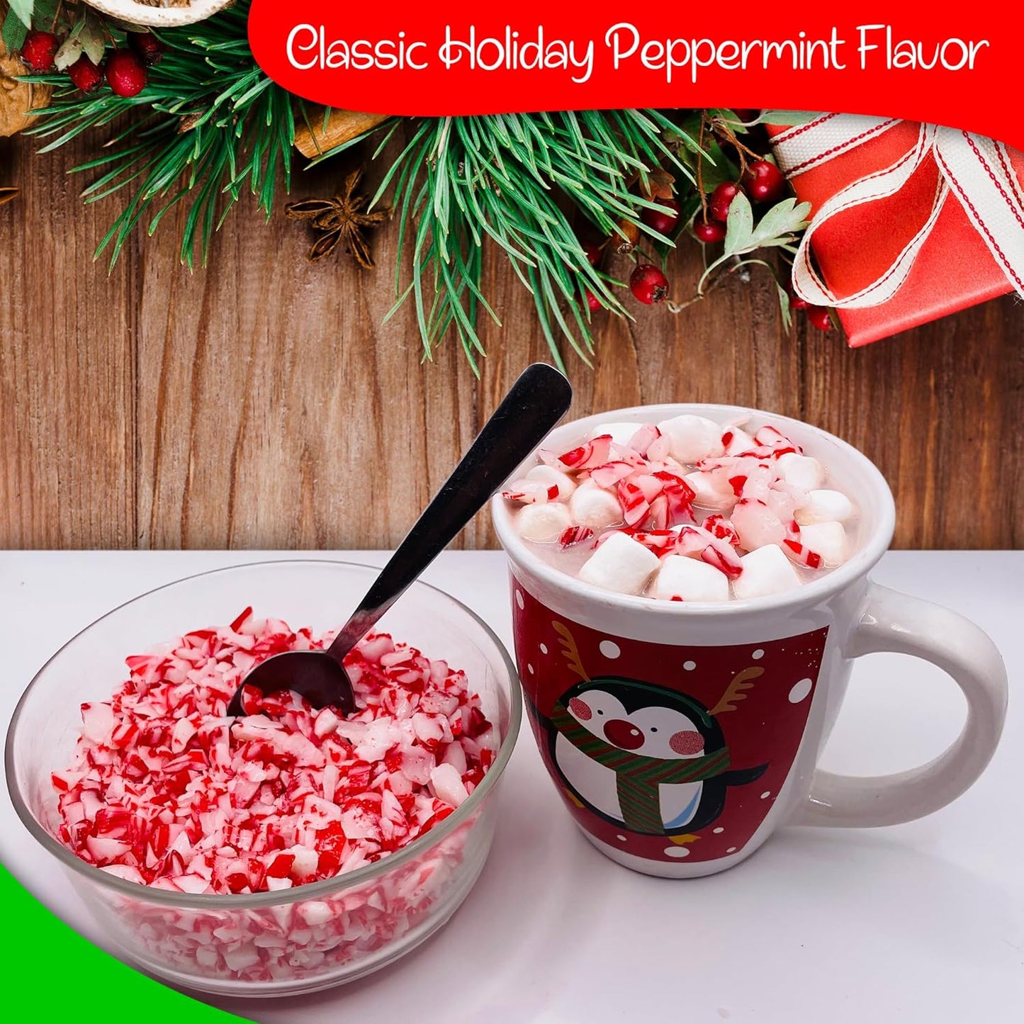 Sprinkle Me This – Festival Candy Cane Crunch Sprinkles – 4, 8 & 12 oz – Festive Dessert Topping for Cookies, Cupcakes, and Cakes
