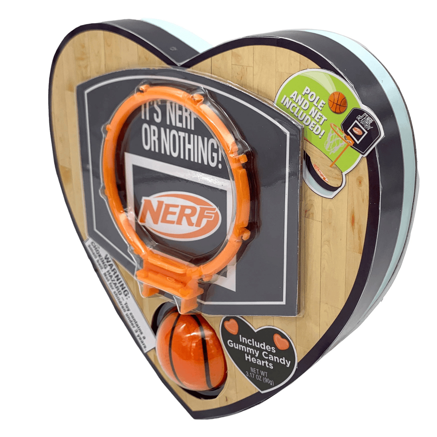 Frankford Nerf Valentine’s Basketball Heart Gummy Candy Box – 3.17 oz with Mini Hoop